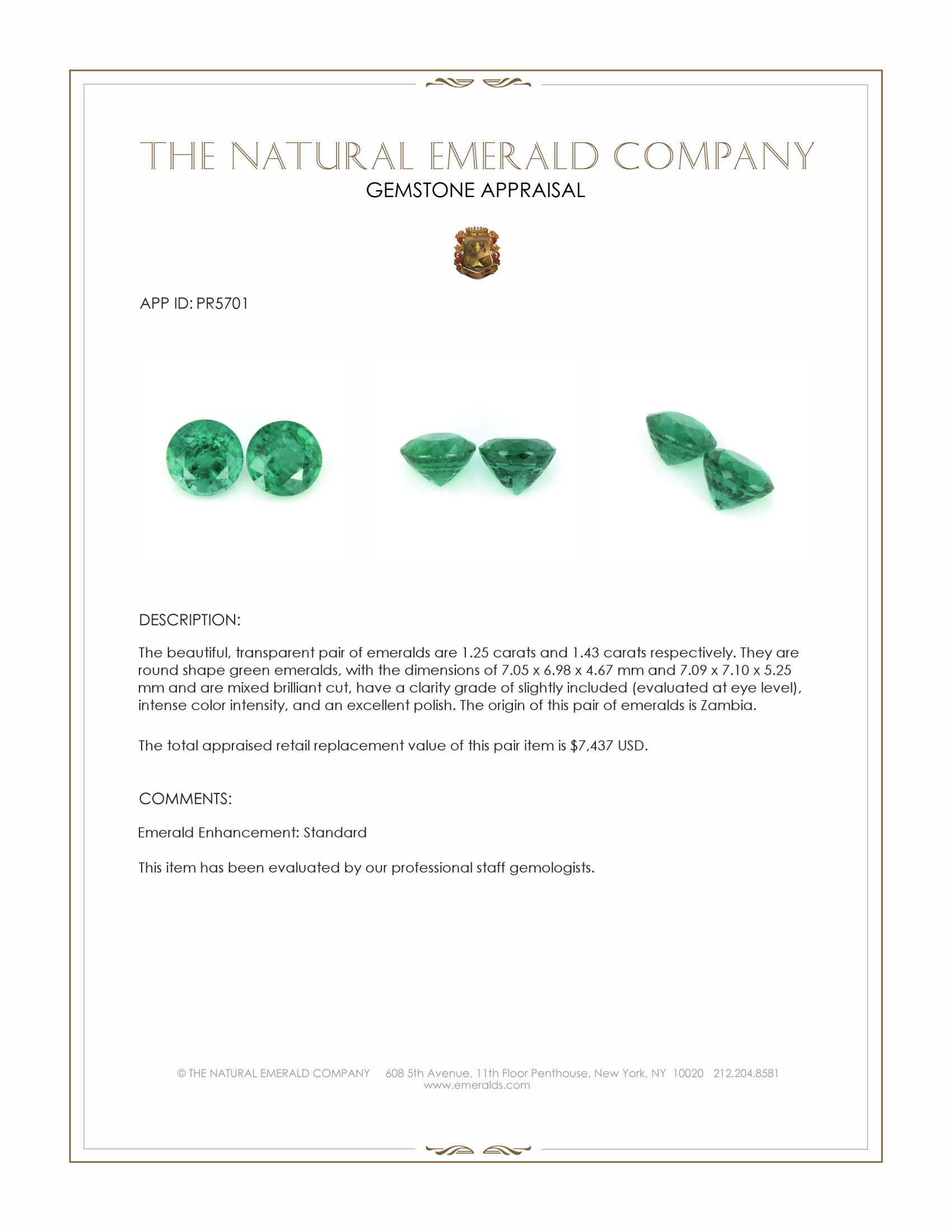 2.68 Ct.Tw. Emerald Pair from Zambia