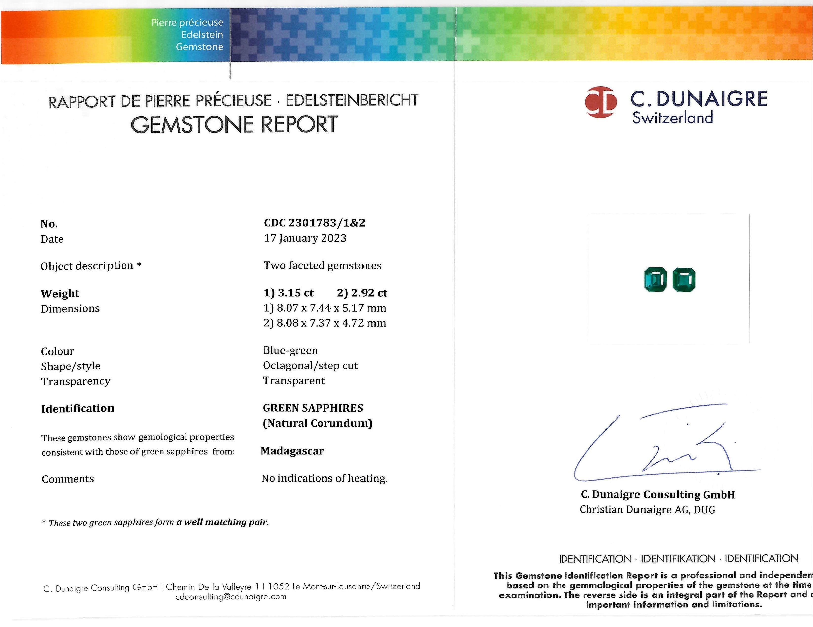 6.07 Ct.Tw. Bluish Green Sapphire Pair from Madagascar