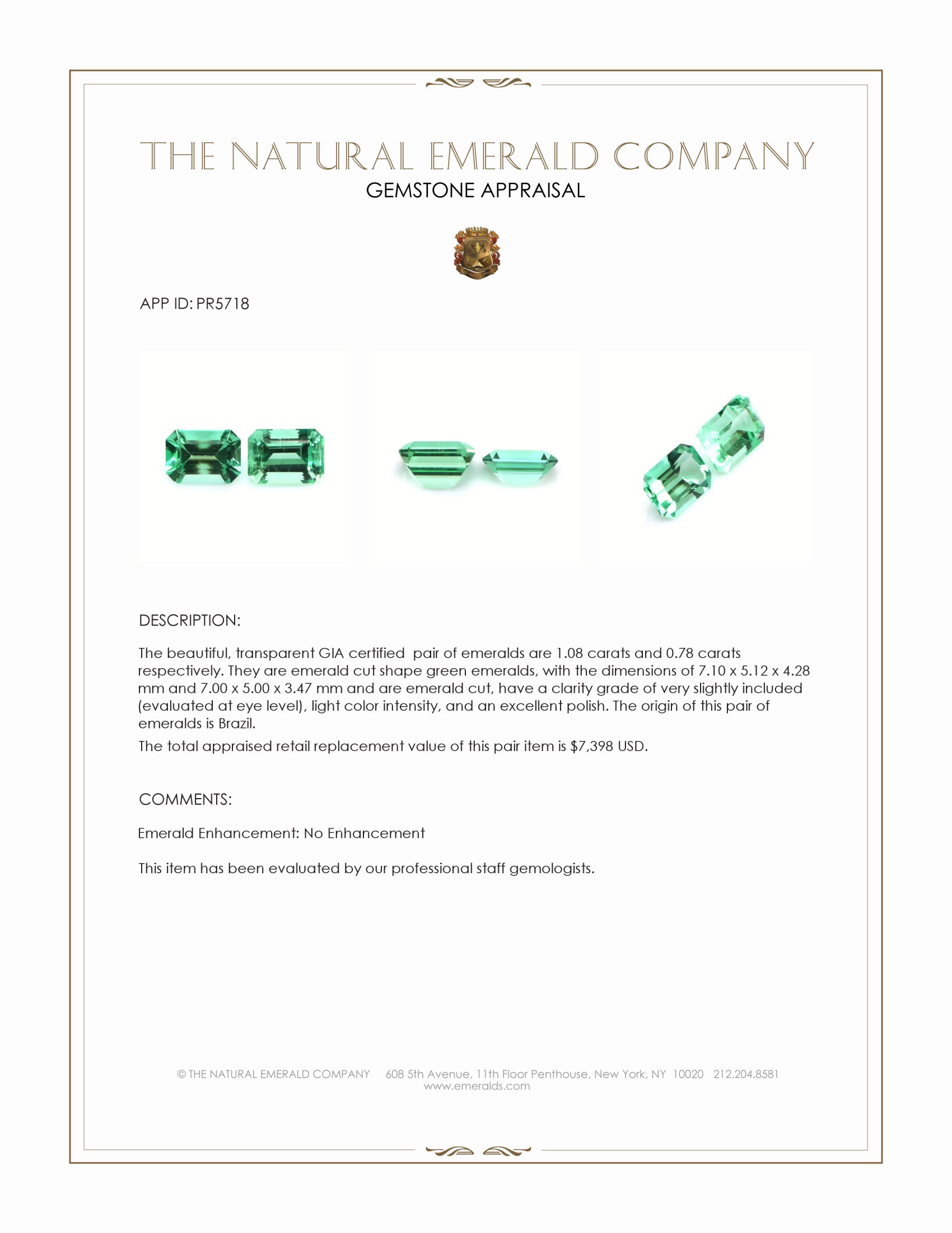 1.86 Ct.Tw. Emerald Pair from Brazil