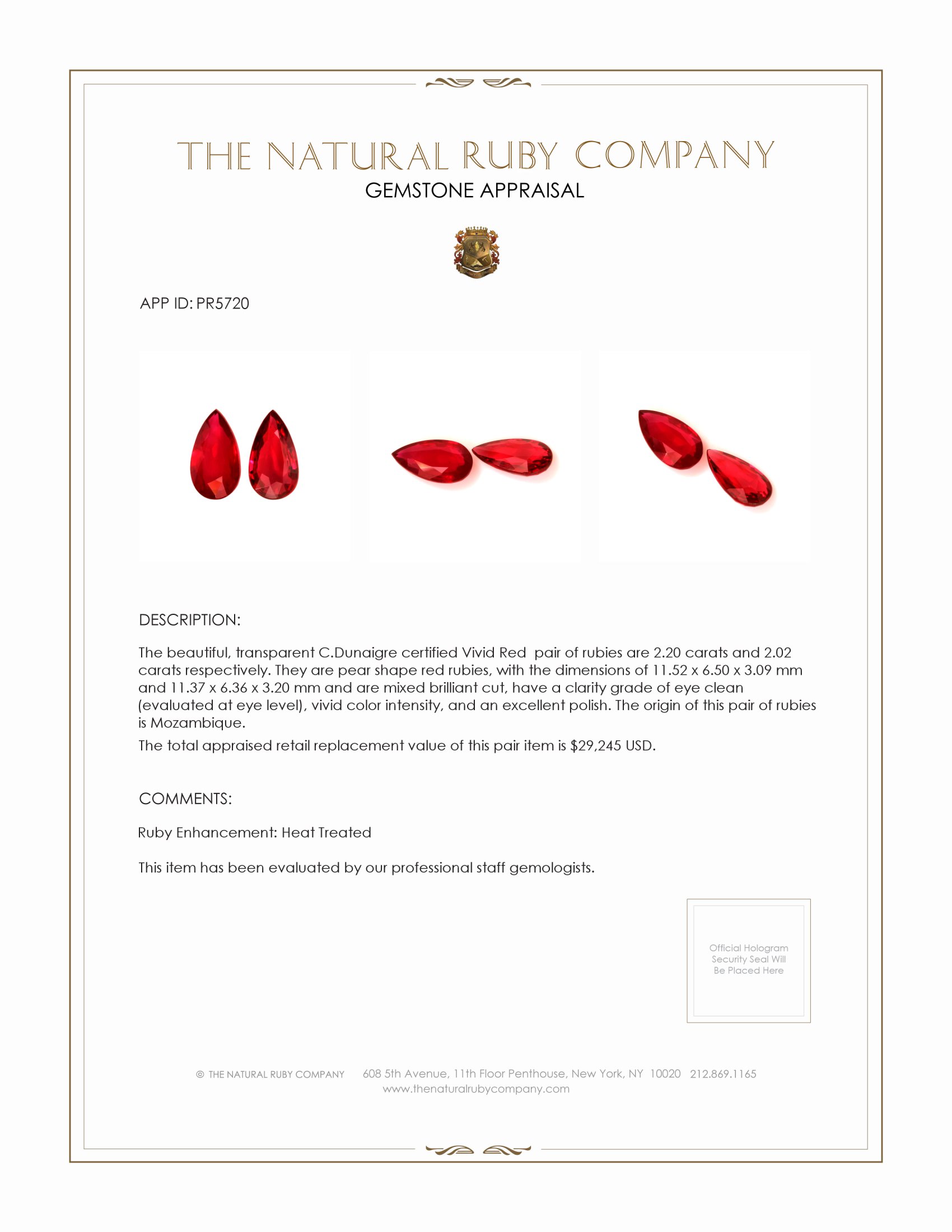 4.22 Ct.Tw. Ruby Pair from Mozambique