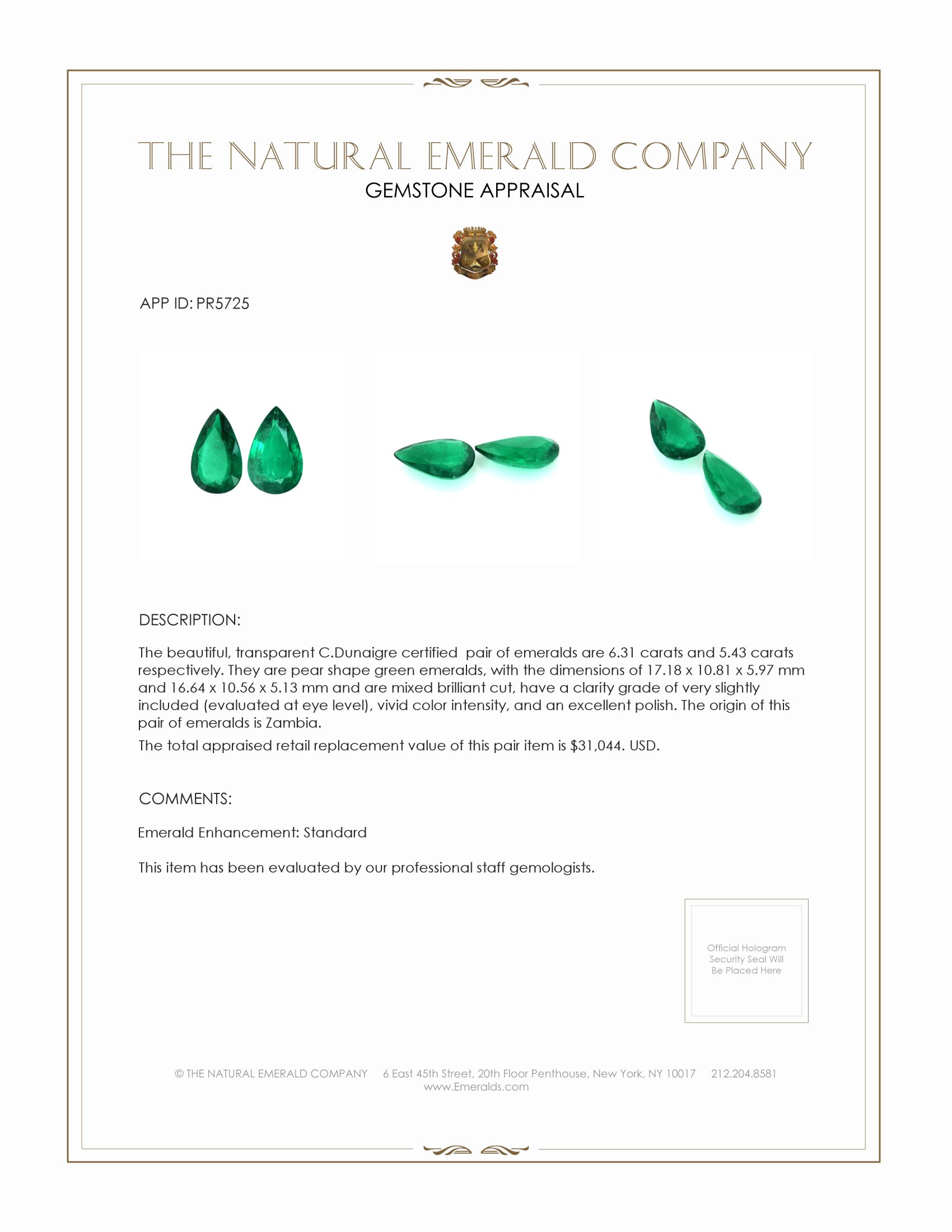 11.74 Ct.Tw. Emerald Pair from Zambia