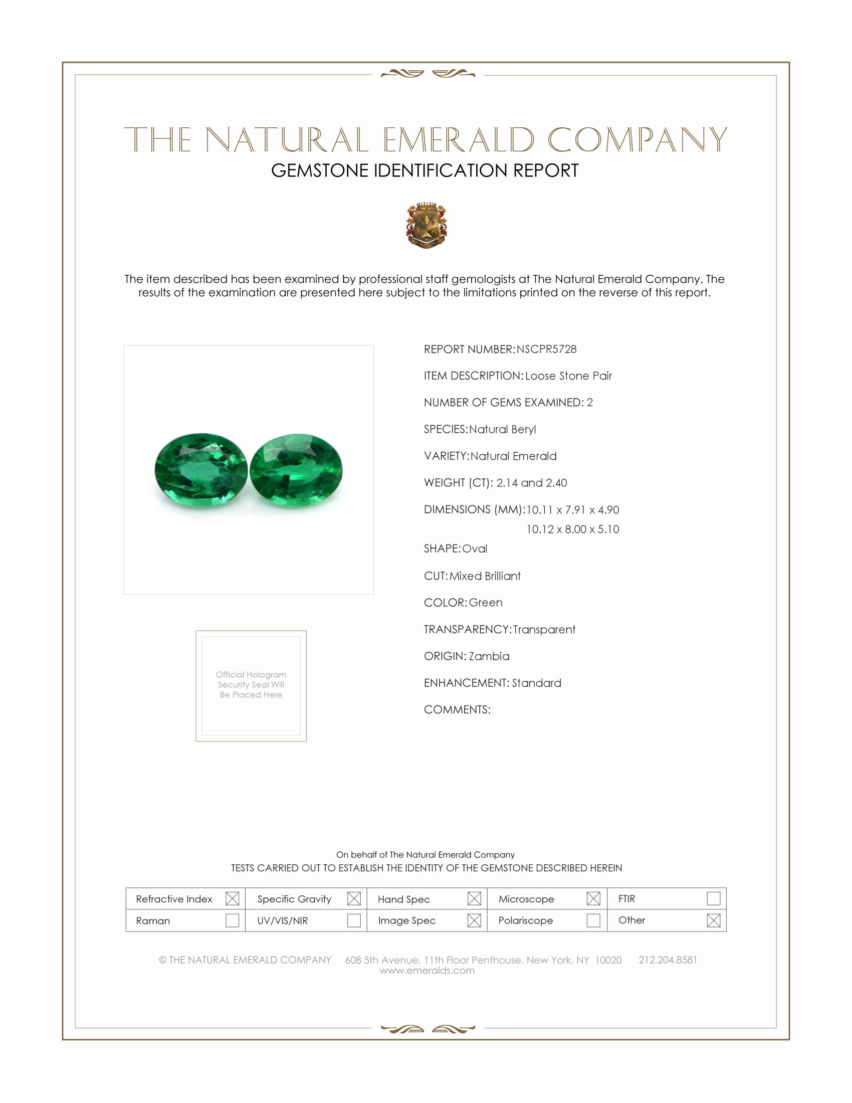 4.54 Ct.Tw. Emerald Pair from Zambia