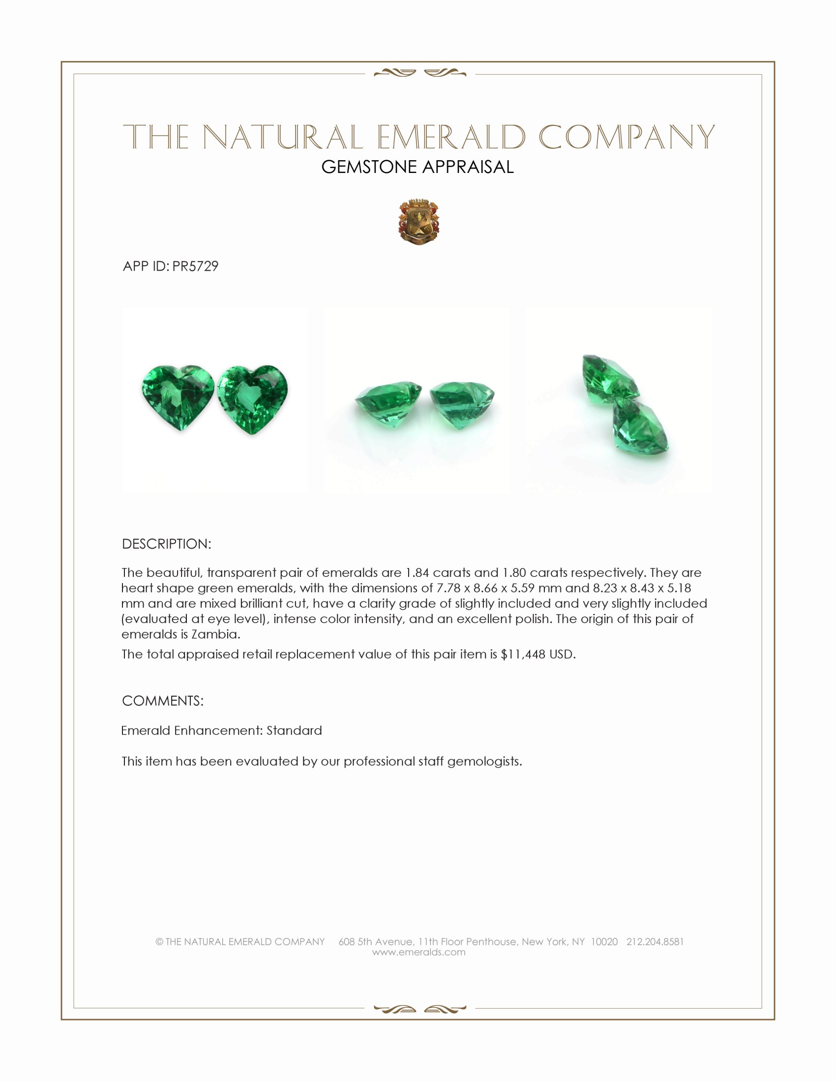 3.64 Ct.Tw. Emerald Pair from Zambia