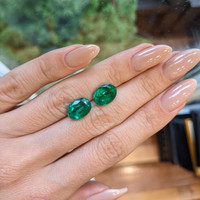 6.60 Ct.Tw.Total Carat Weight Emerald Pair from Zambia Life Style