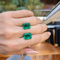 9.42 Ct.Tw.Total Carat Weight Emerald Pair from Zambia Life Style