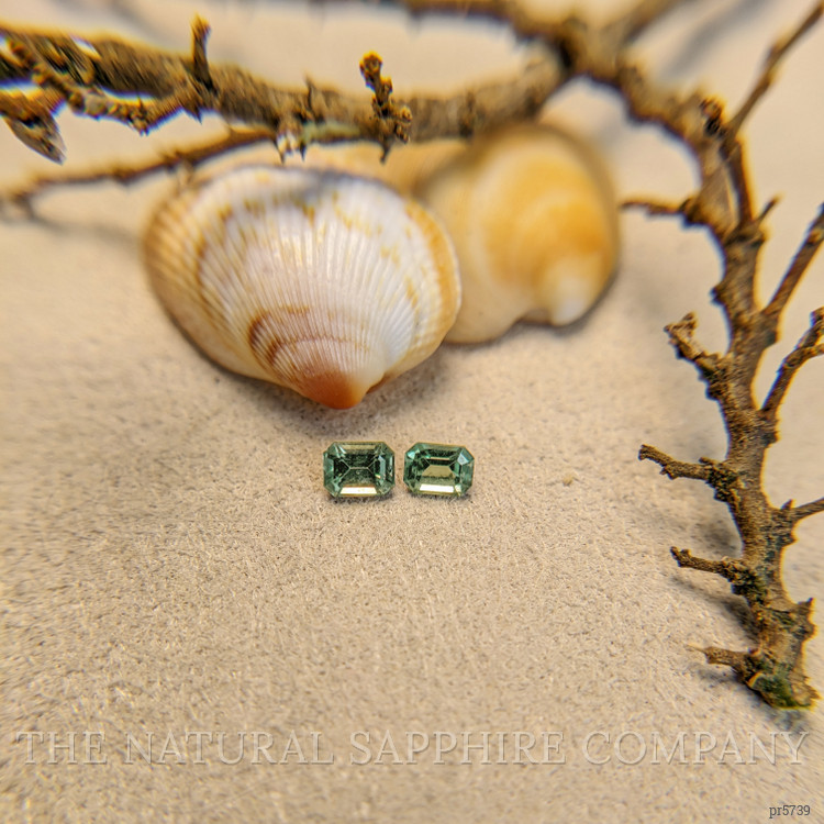 0.58 Ct.Tw. Green Sapphire Pair from Madagascar