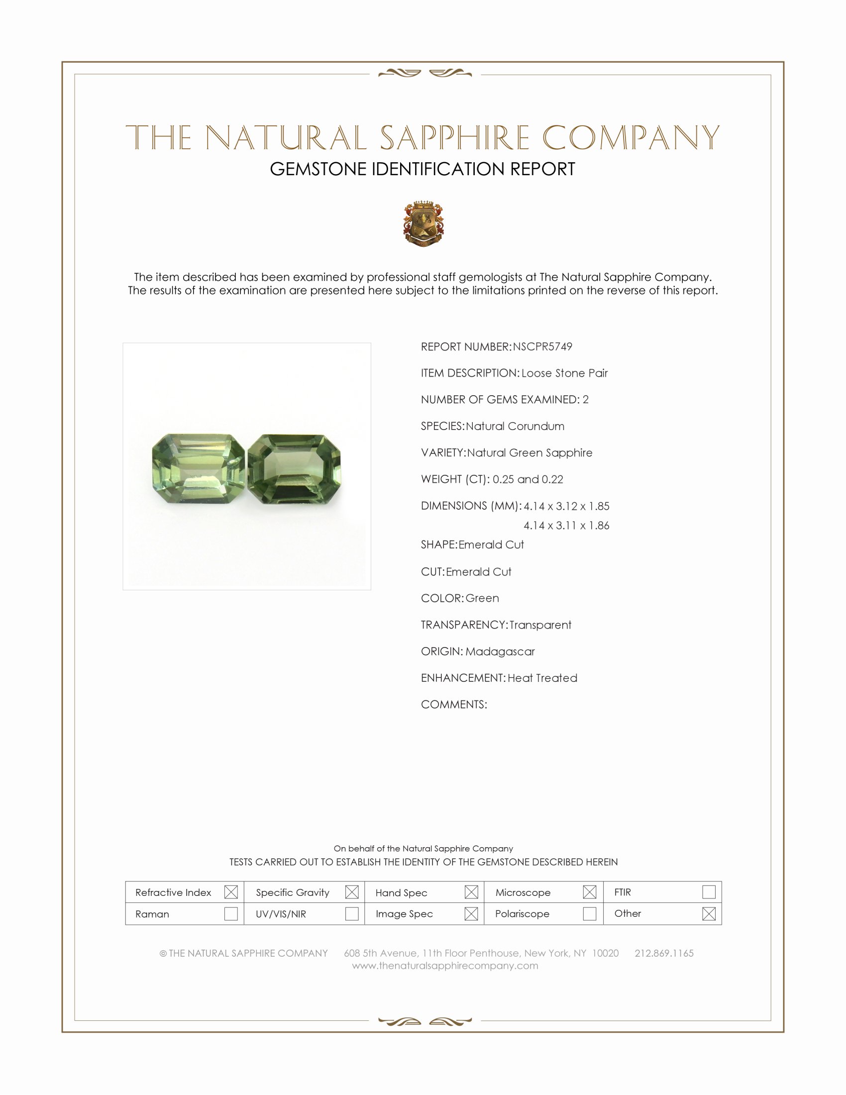 0.47 Ct.Tw. Green Sapphire Pair from Madagascar