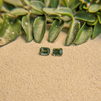 0.55 Ct.Tw.Total Carat Weight Green Sapphire Pair from Madagascar Life Style
