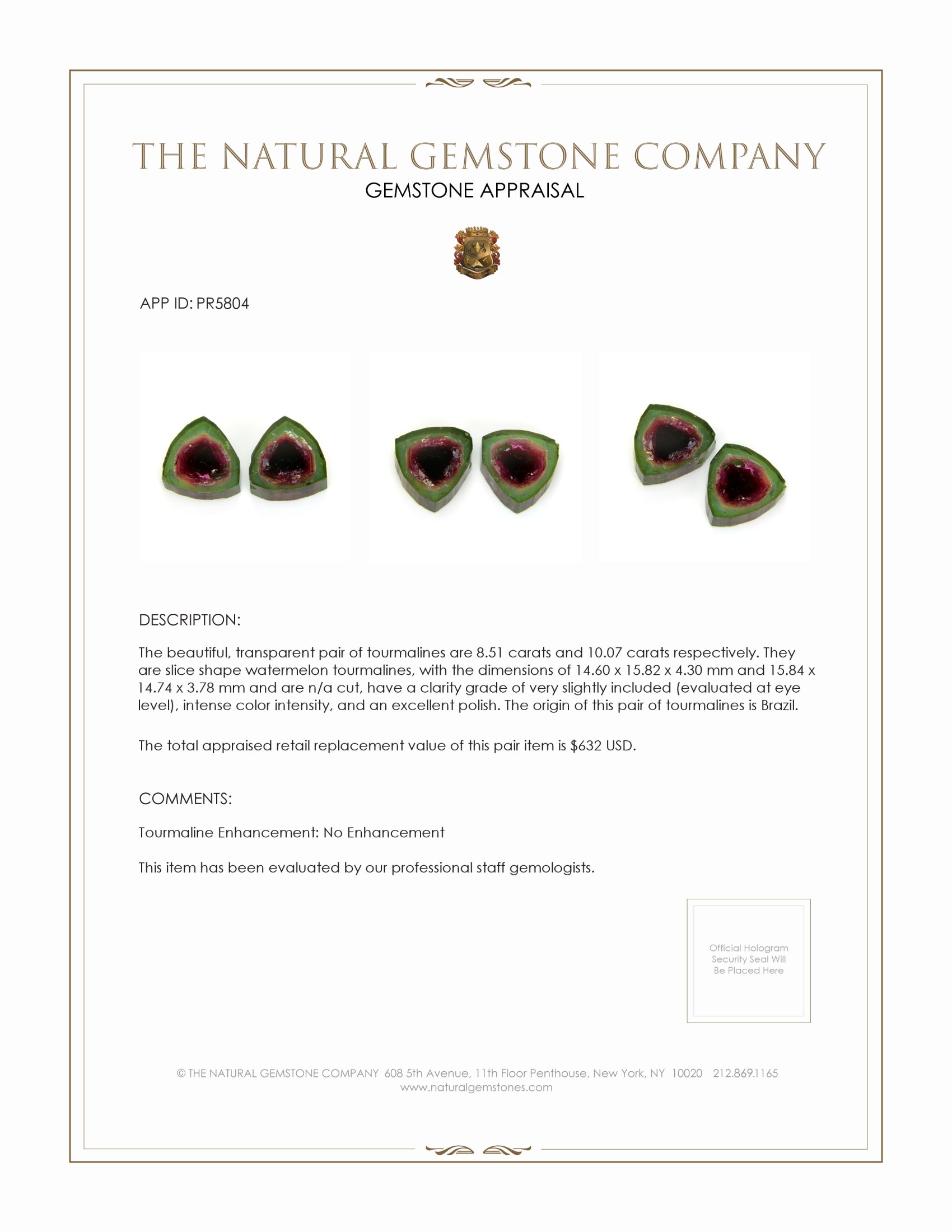 18.58 Ct.Tw. Tourmaline Pair from Brazil