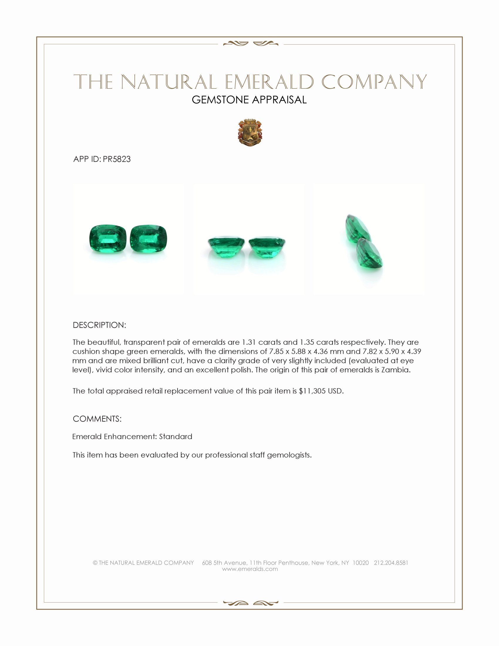 2.66 Ct.Tw. Emerald Pair from Zambia