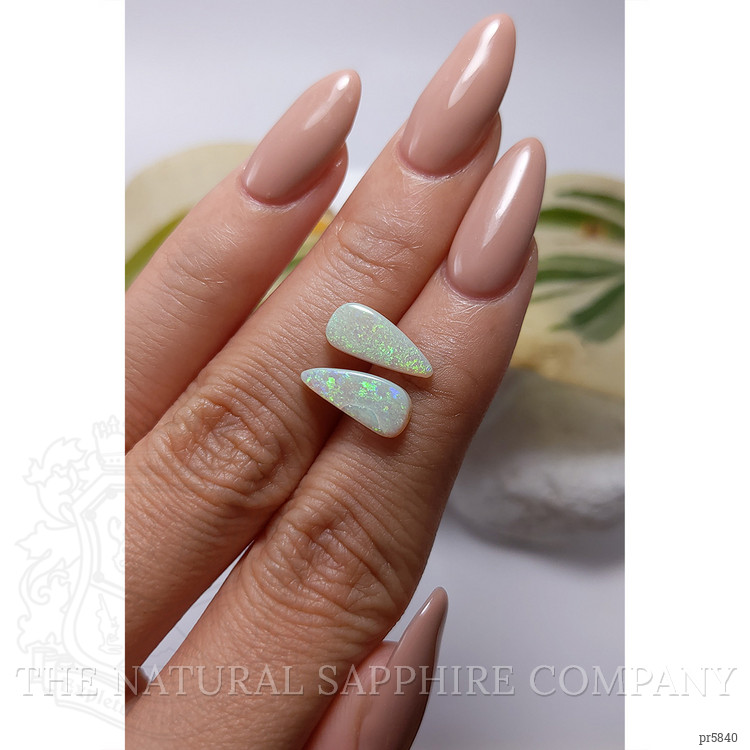 2.78 Ct.Tw. Cabochon White Opal Pair from Australia