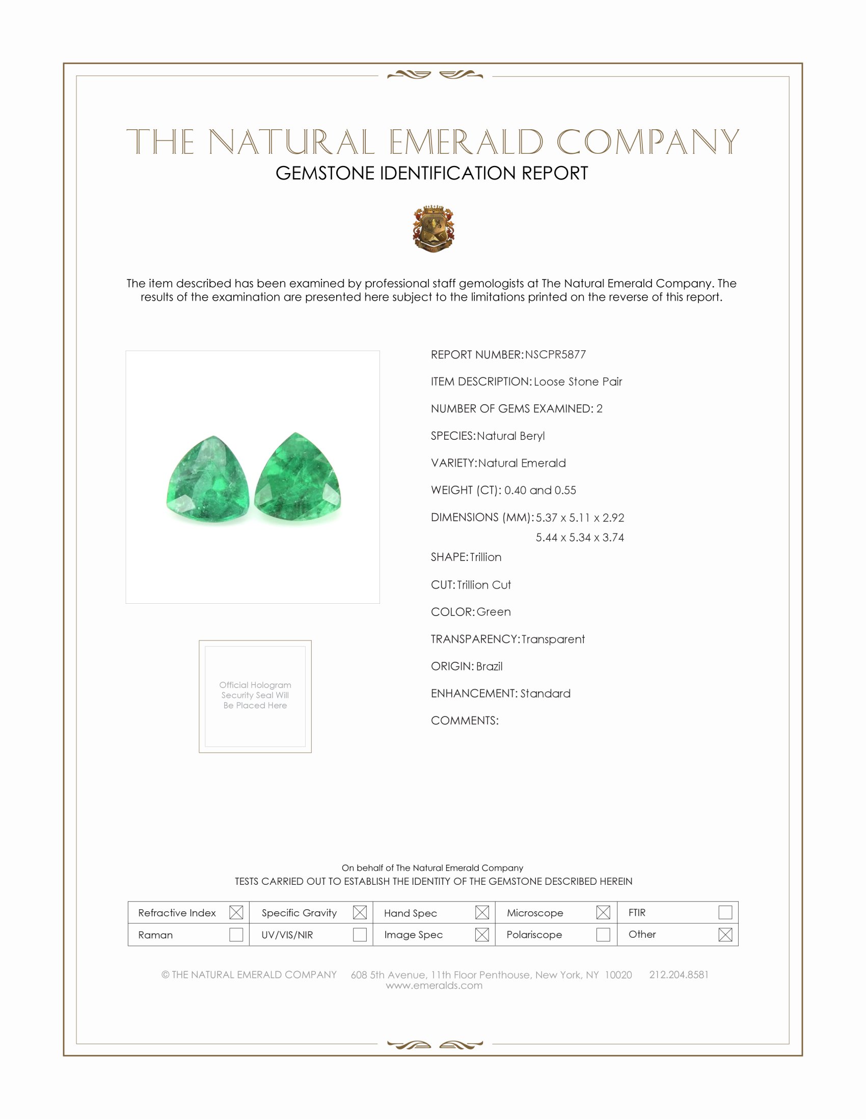 0.95 Ct.Tw. Emerald Pair from Brazil