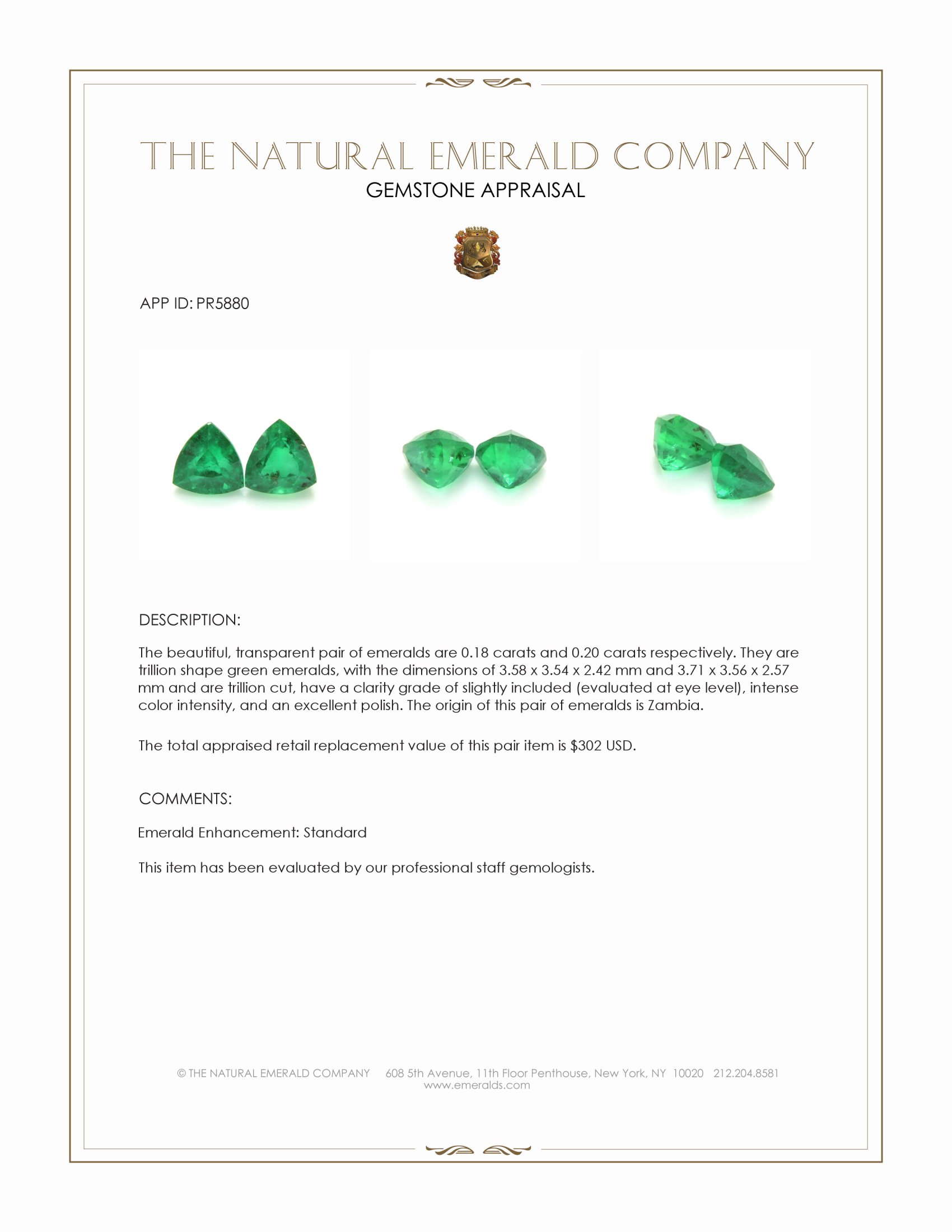 0.38 Ct.Tw. Emerald Pair from Zambia