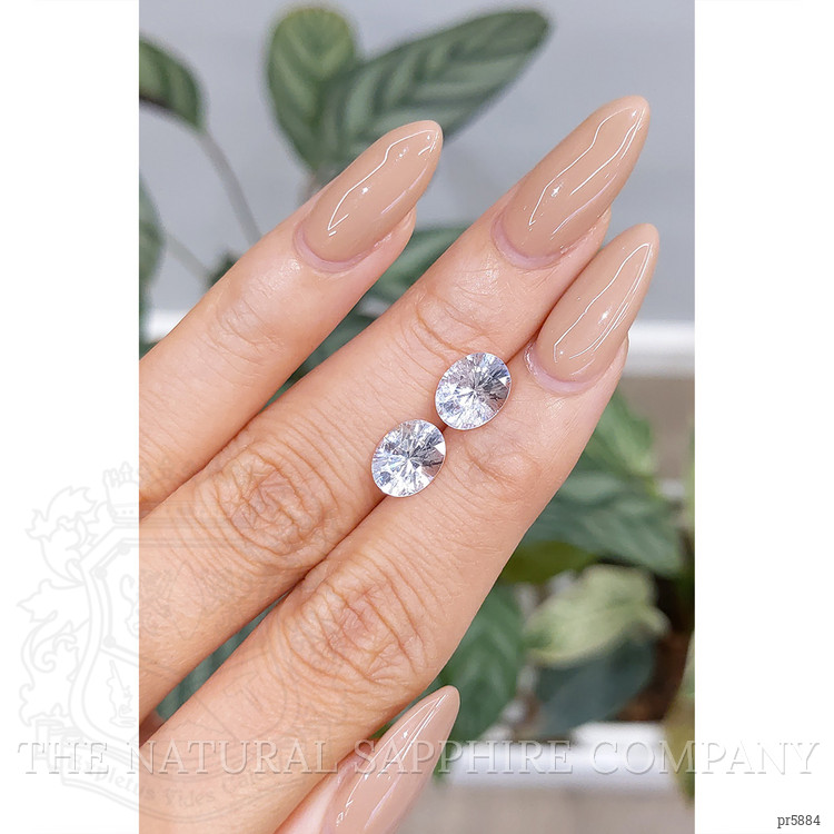 4.16 Ct.Tw. White Sapphire Pair from Madagascar