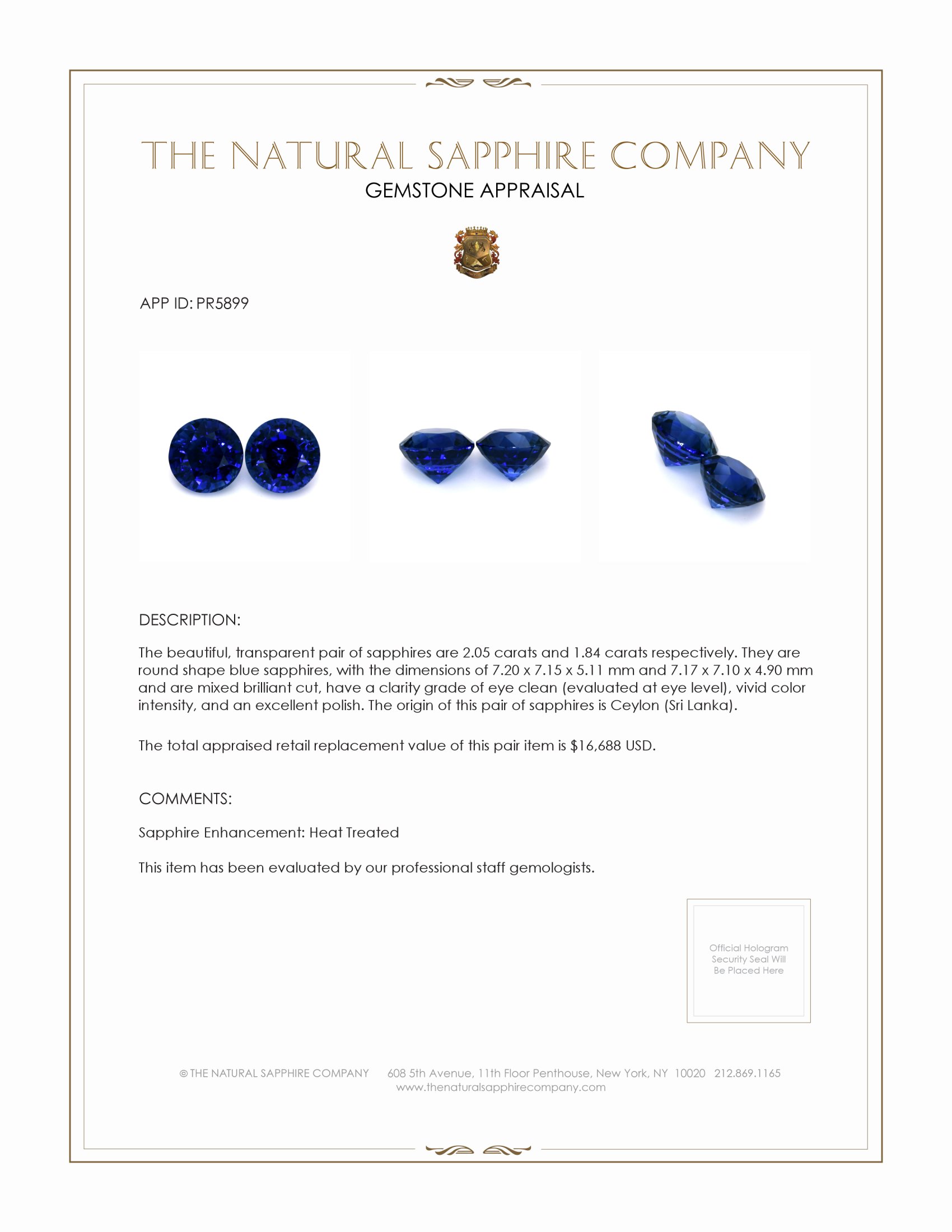 3.89 Ct.Tw. Blue Sapphire Pair from Ceylon (Sri Lanka)