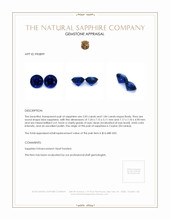 3.89 Ct.Tw.Total Carat Weight Blue Sapphire Pair from Ceylon (Sri Lanka) Appraisal