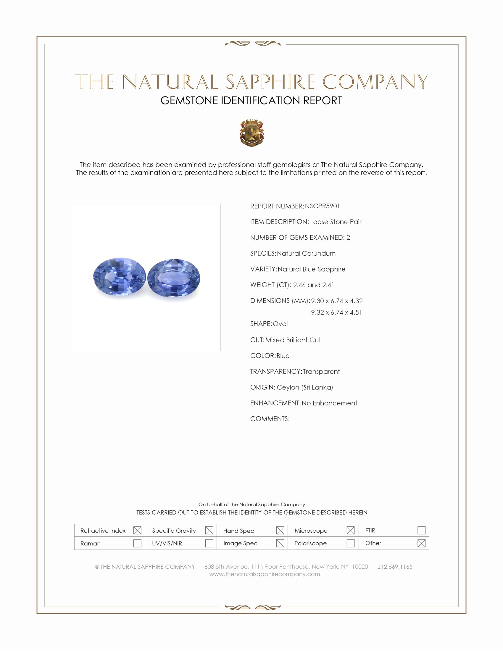 4.87 Ct.Tw. Blue Sapphire Pair from Ceylon (Sri Lanka)