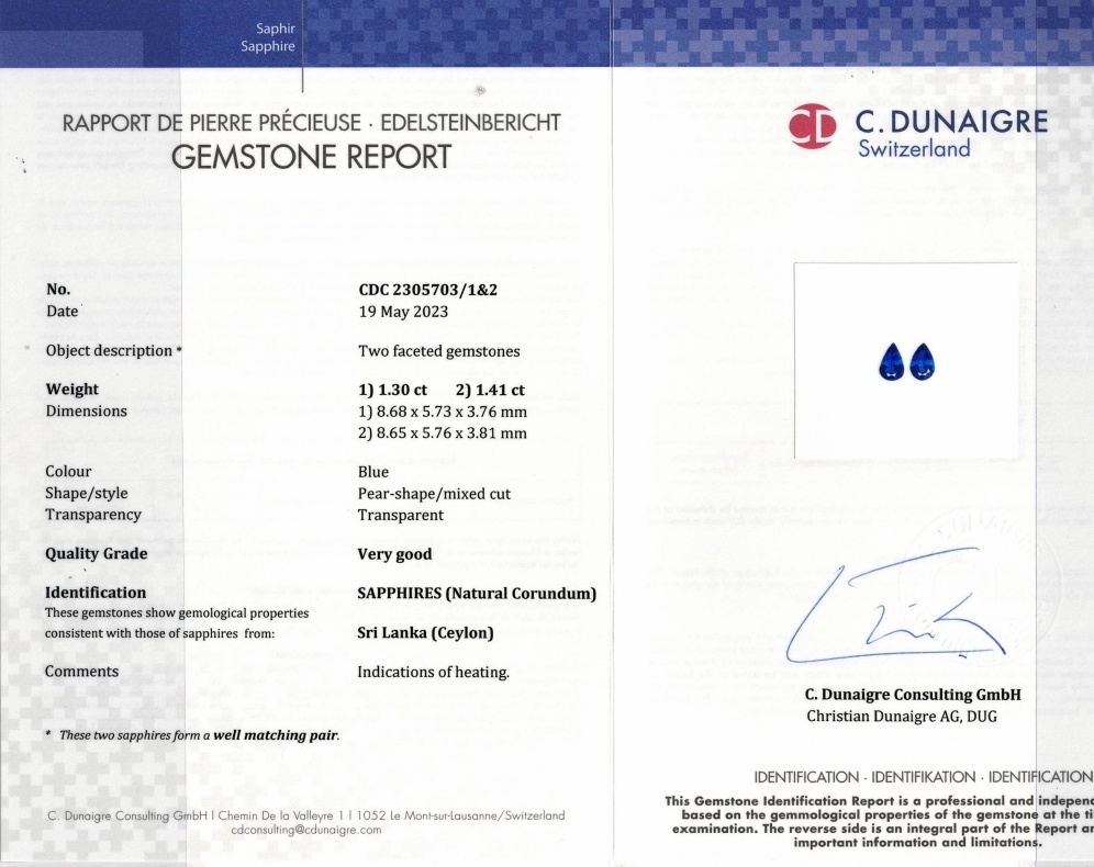 2.71 Ct.Tw. Blue Sapphire Pair from Ceylon (Sri Lanka)