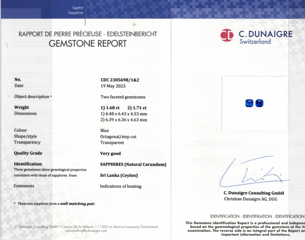 3.39 Ct.Tw. Blue Sapphire Pair from Ceylon (Sri Lanka)