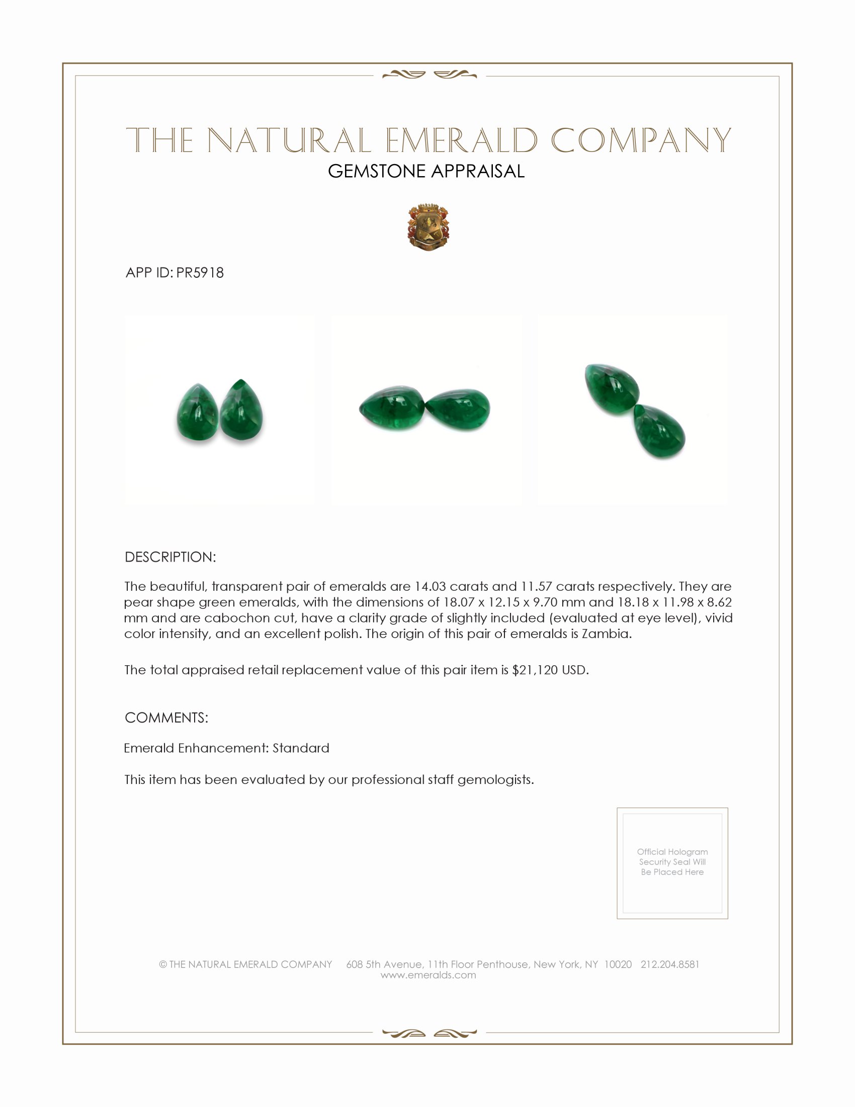 25.60 Ct.Tw. Cabochon Emerald Pair from Zambia