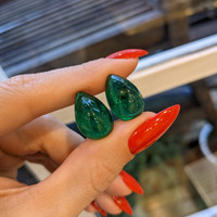 25.60 Ct.Tw.Total Carat Weight Cabochon Emerald Pair from Zambia Life Style