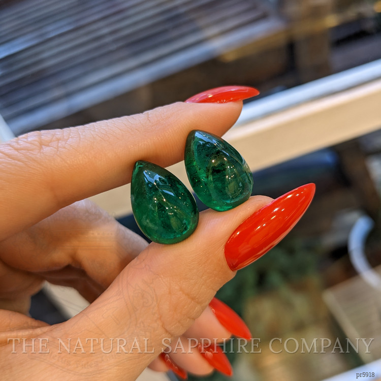 25.60 Ct.Tw. Cabochon Emerald Pair from Zambia