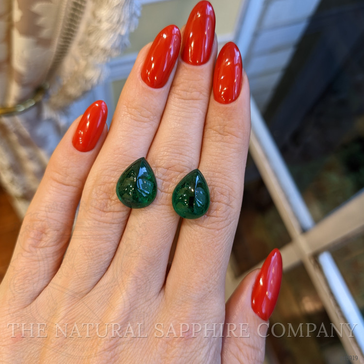 14.94 Ct.Tw. Cabochon Emerald Pair from Zambia