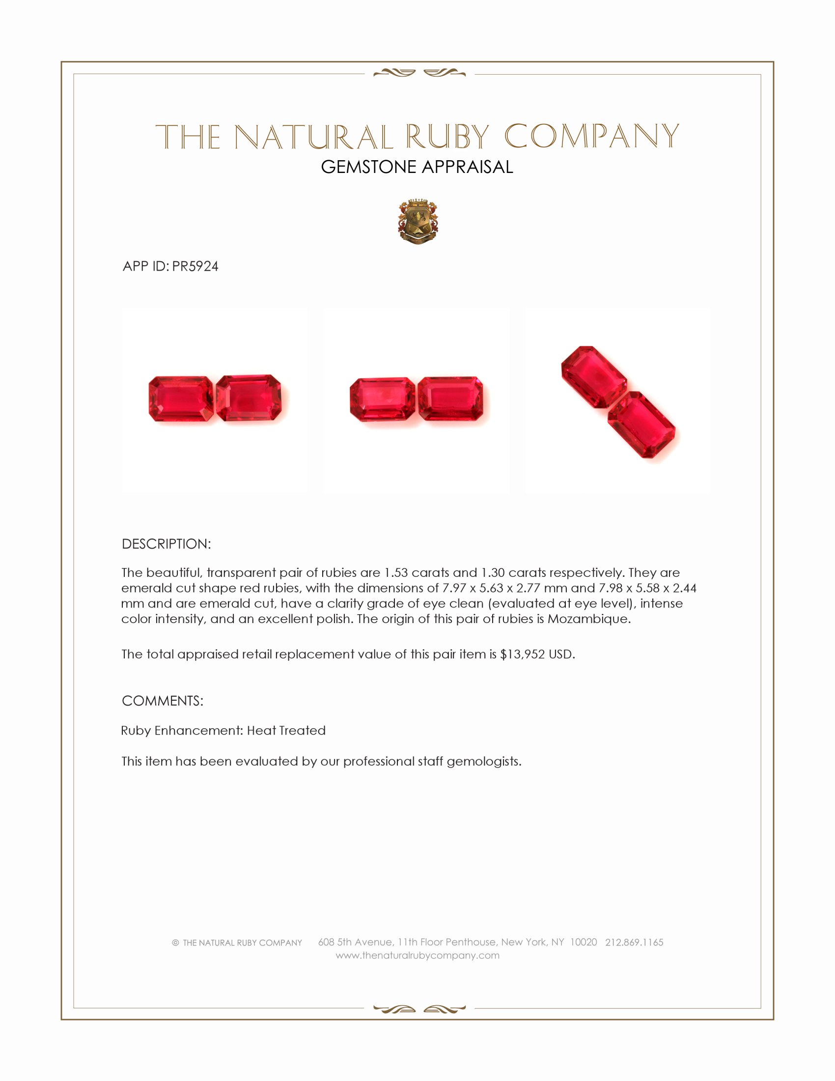 2.83 Ct.Tw. Ruby Pair from Mozambique