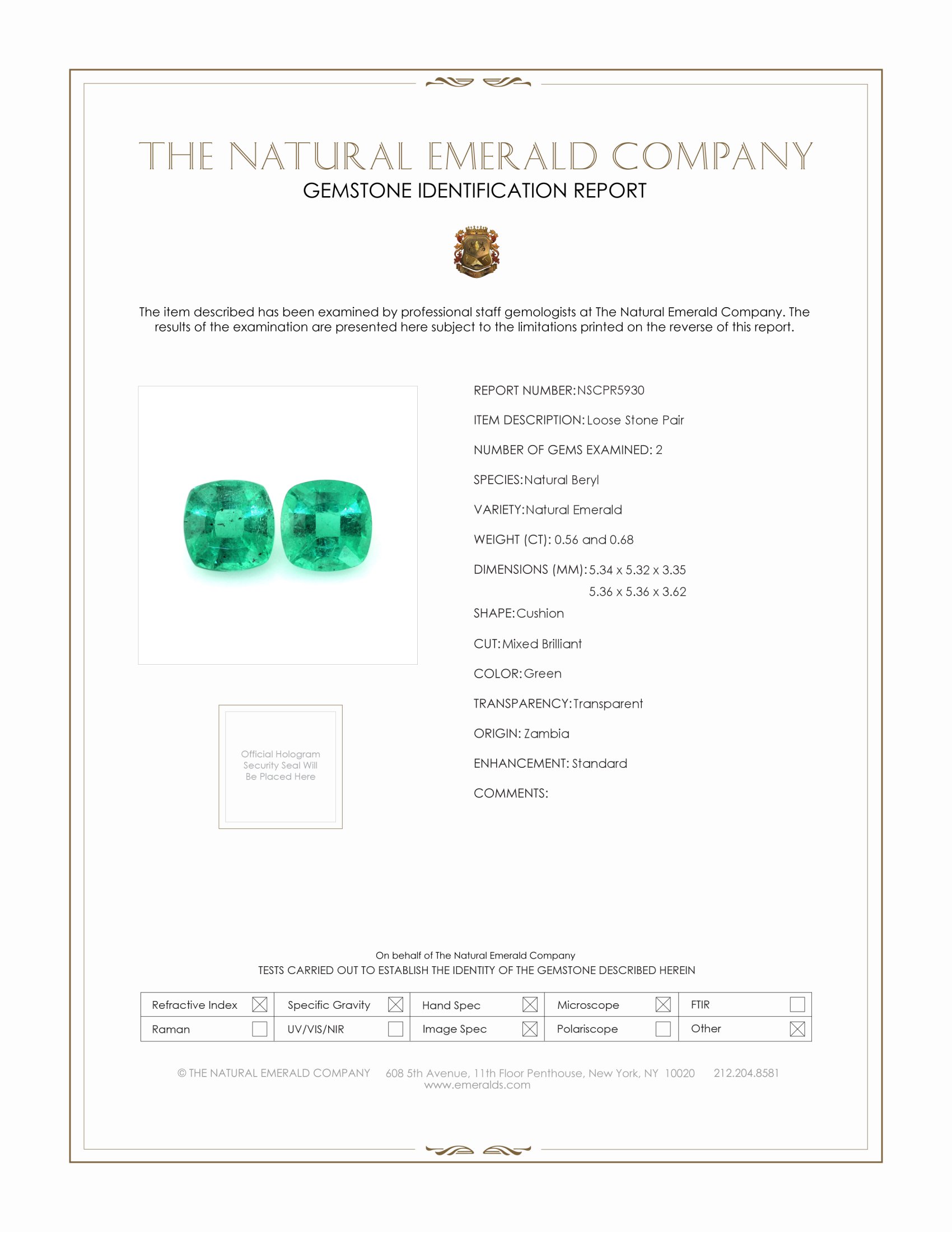 1.24 Ct.Tw. Emerald Pair from Zambia