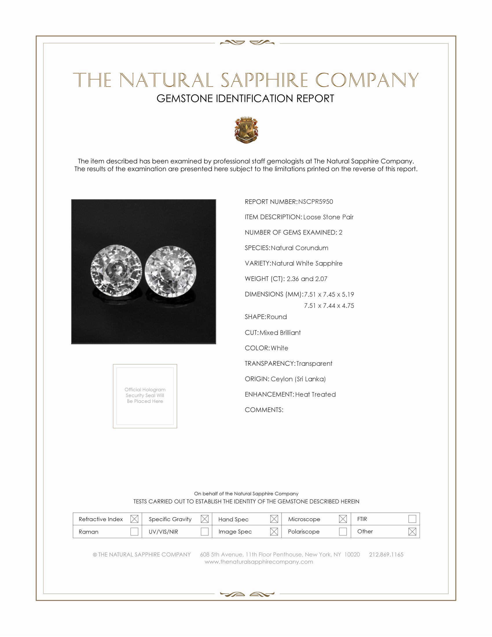 4.43 Ct.Tw. White Sapphire Pair from Ceylon (Sri Lanka)