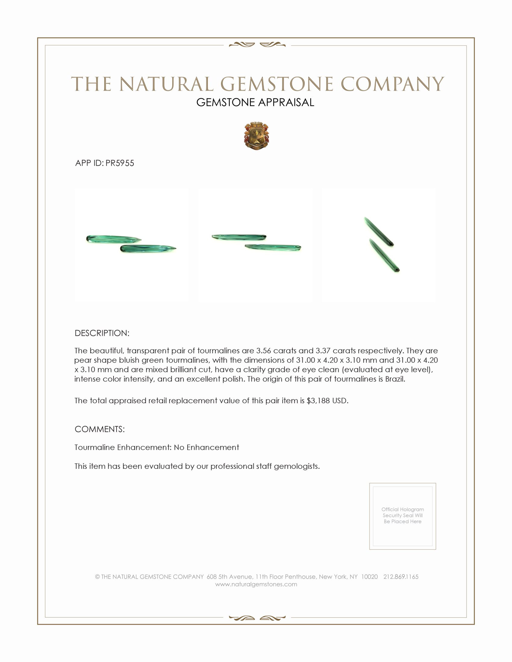 6.93 Ct.Tw. Tourmaline Pair from Brazil