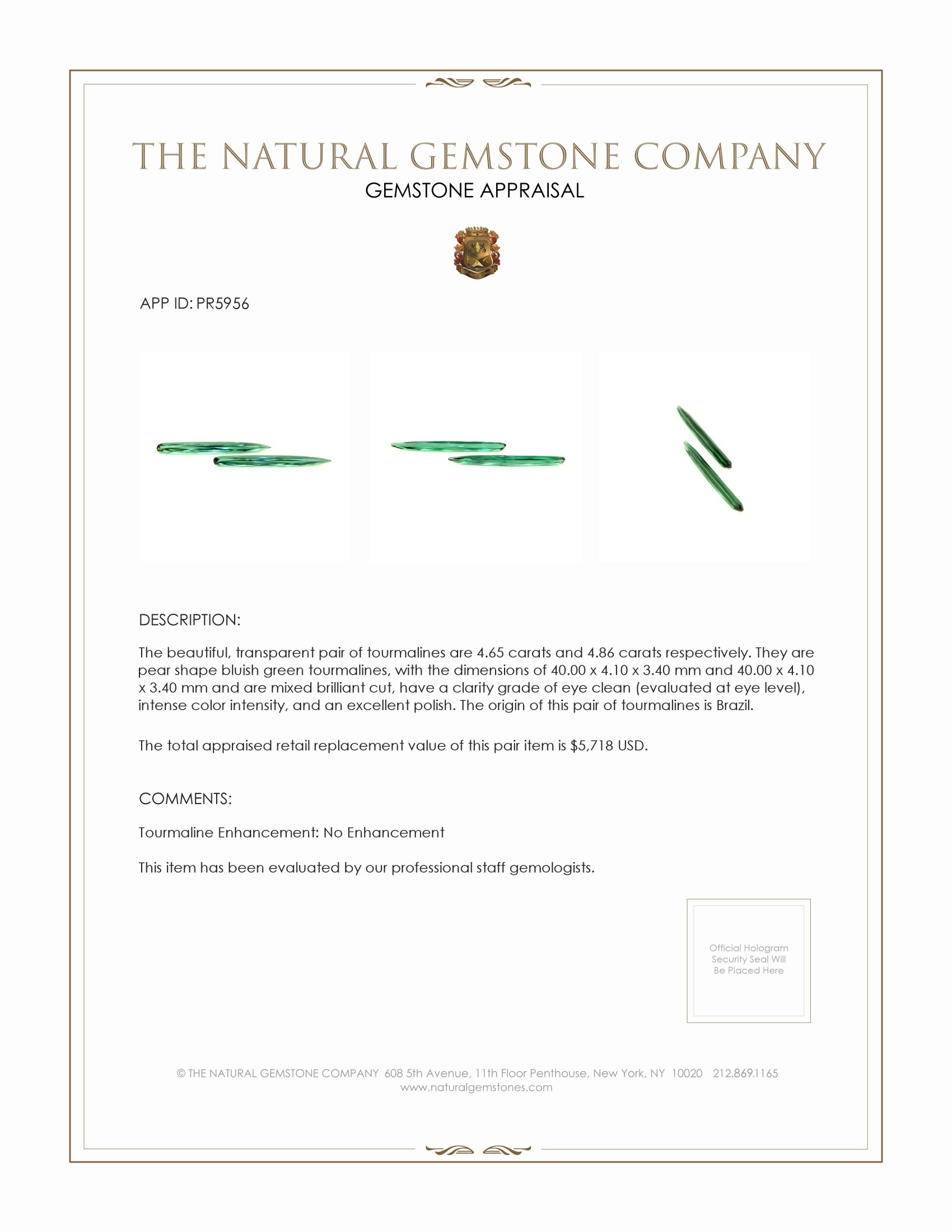 9.51 Ct.Tw. Tourmaline Pair from Brazil