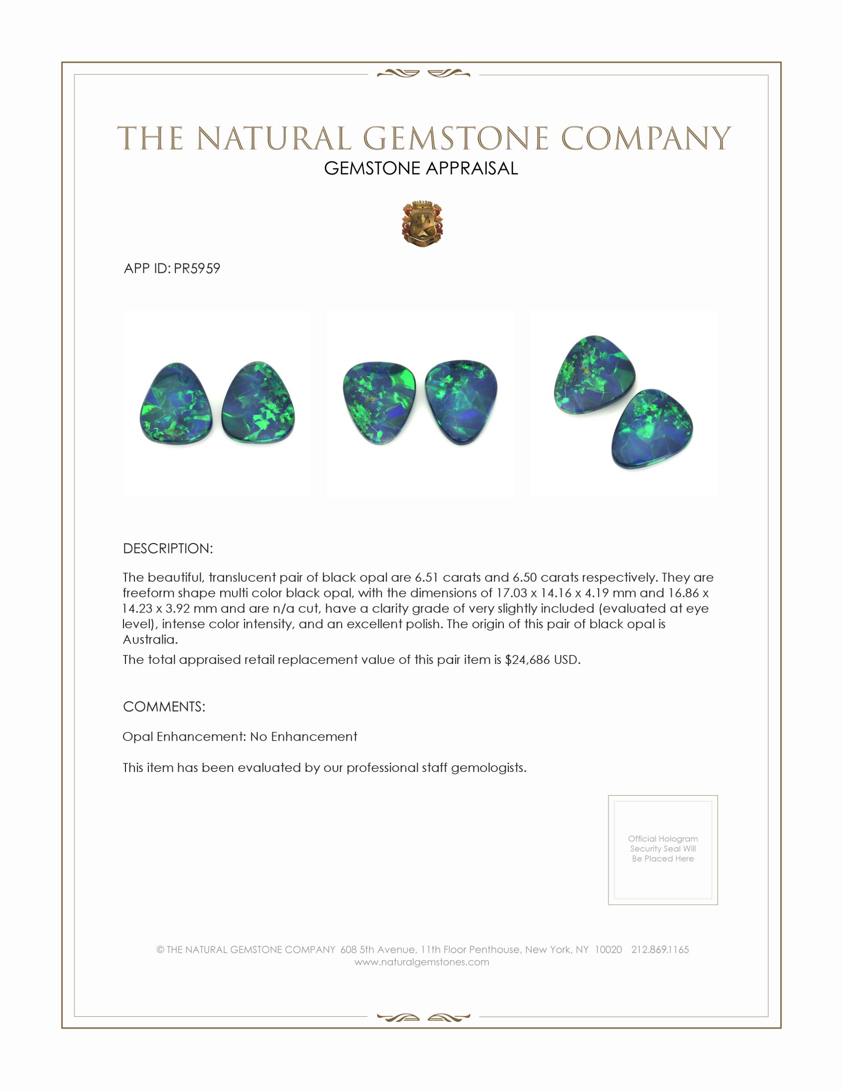 13.01 Ct.Tw. Cabochon Opal Pair from Australia