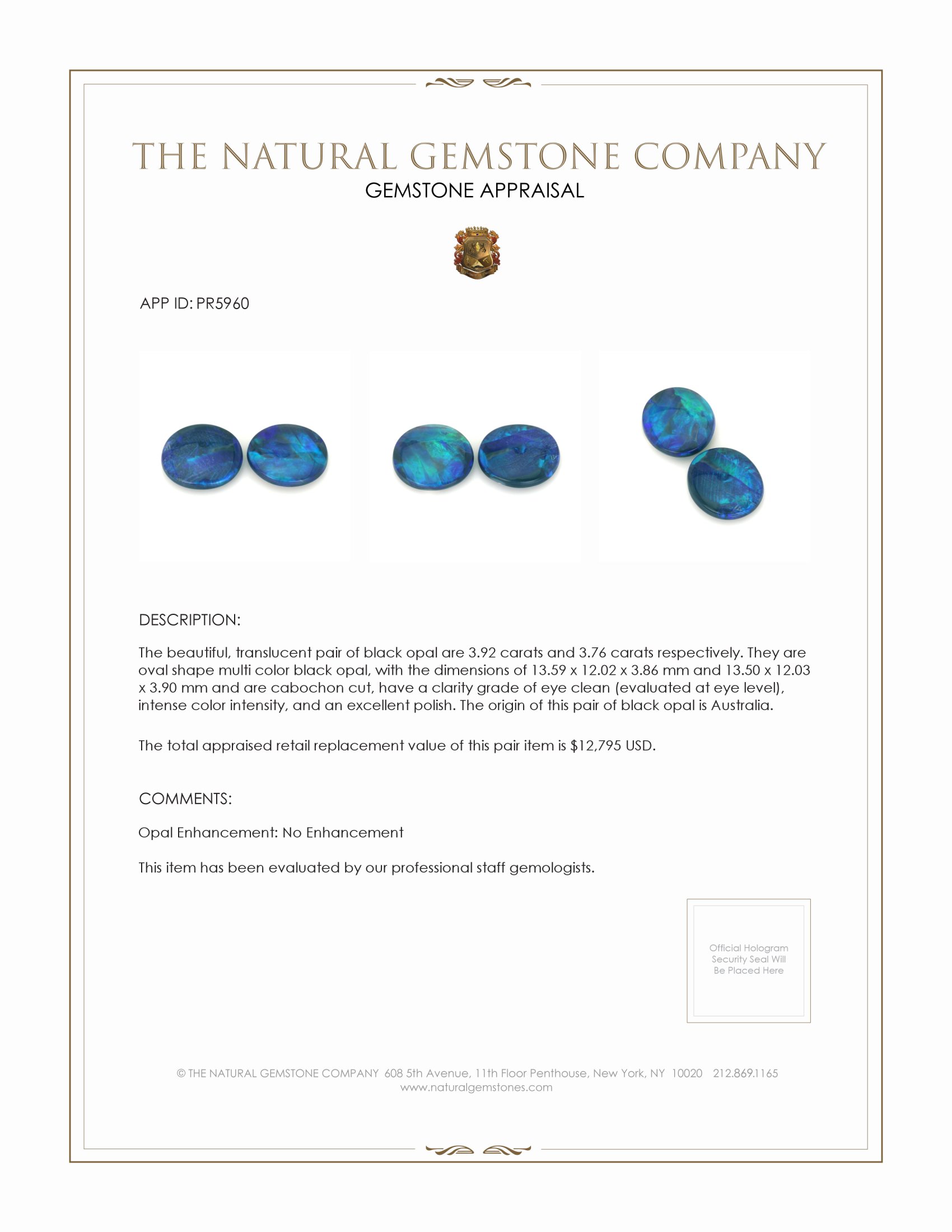 7.68 Ct.Tw. Cabochon Opal Pair from Australia