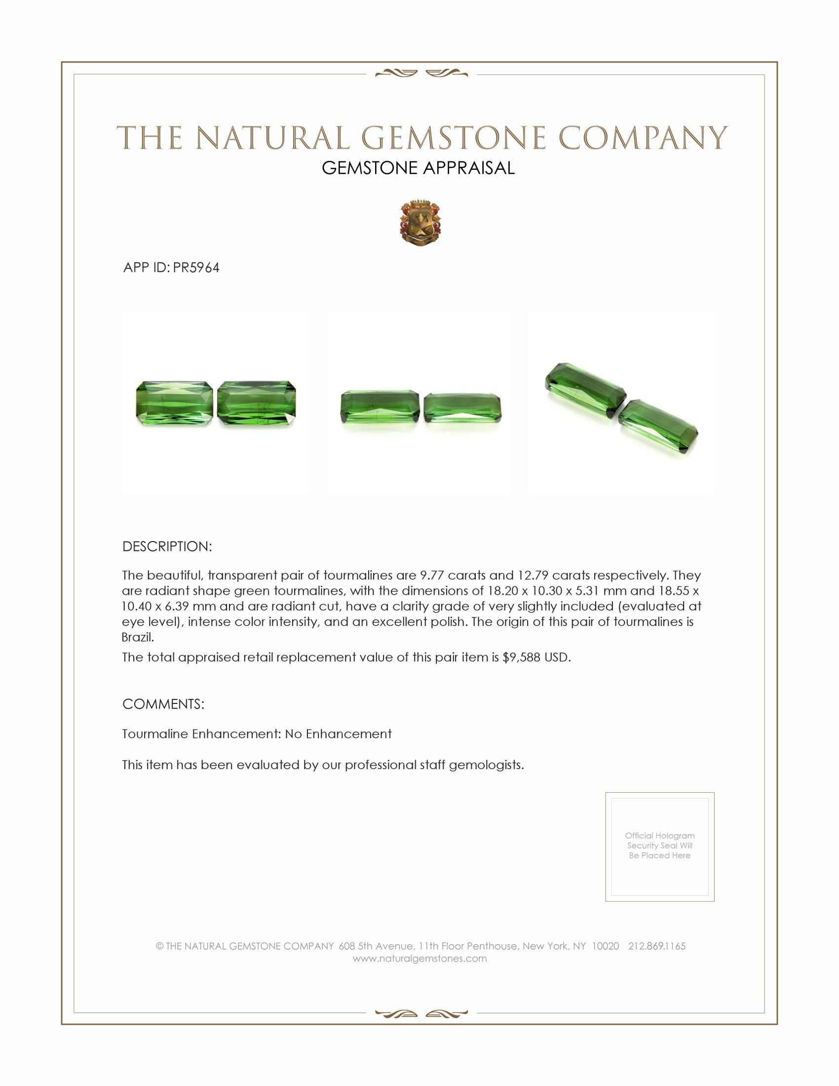 22.56 Ct.Tw. Tourmaline Pair from Brazil