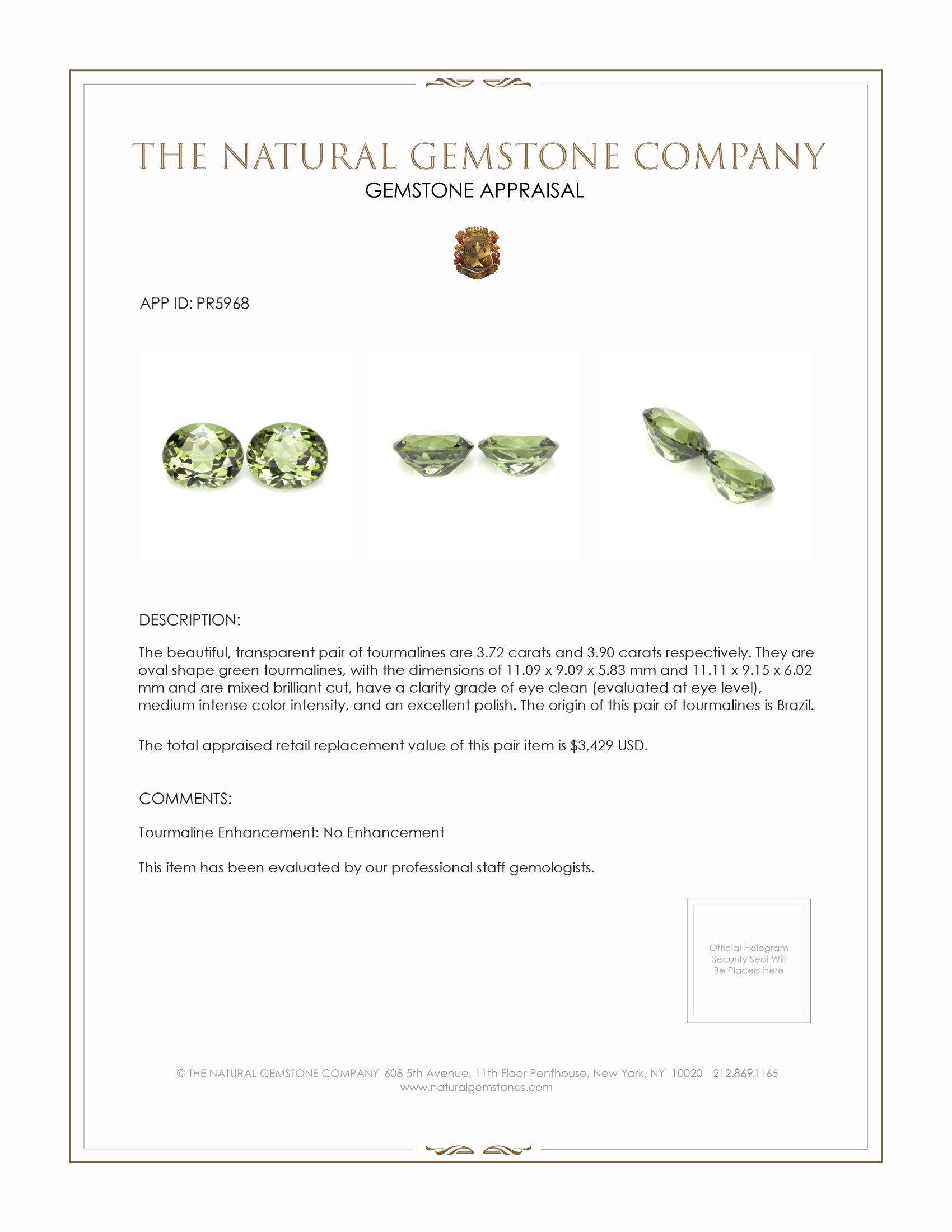 7.62 Ct.Tw. Tourmaline Pair from Brazil