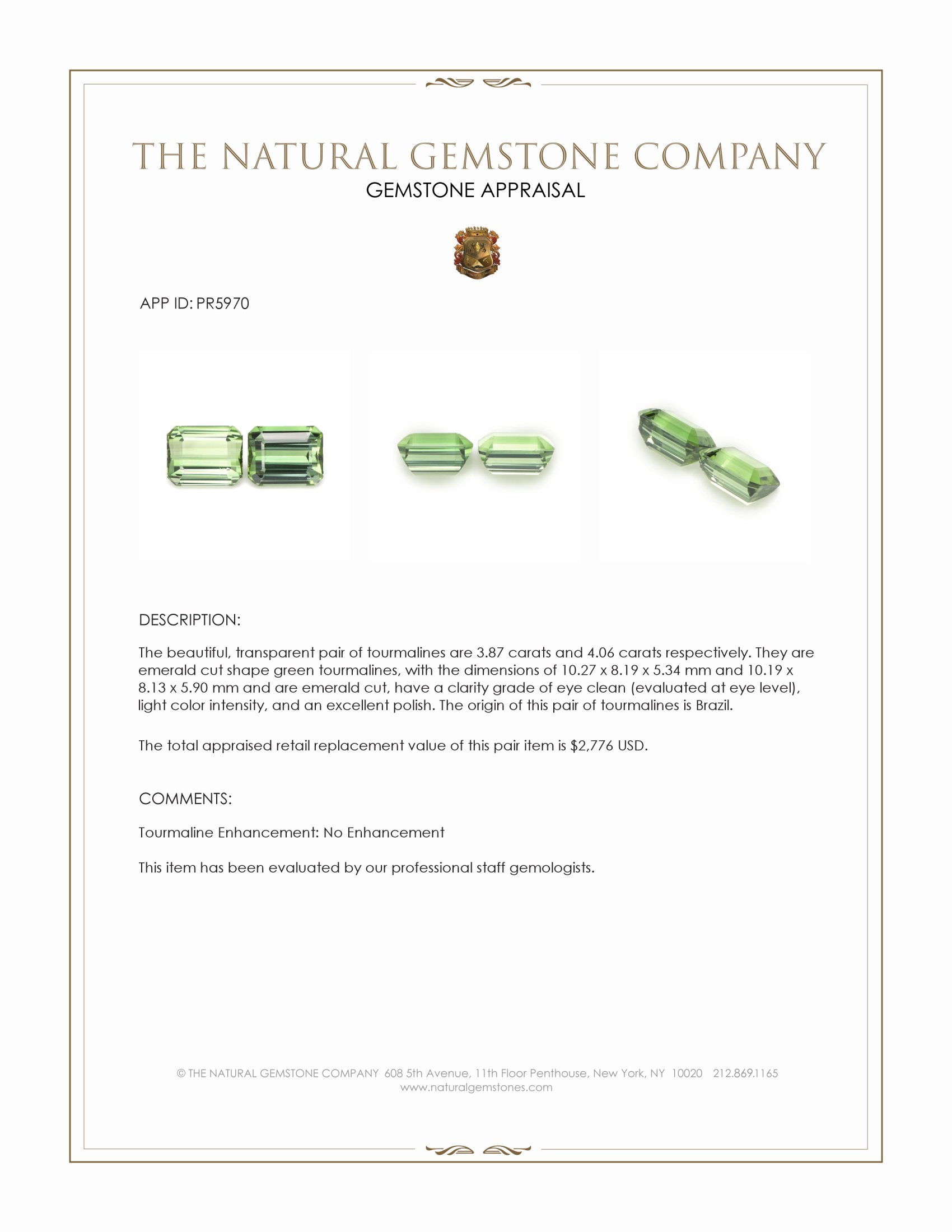 7.93 Ct.Tw. Tourmaline Pair from Brazil