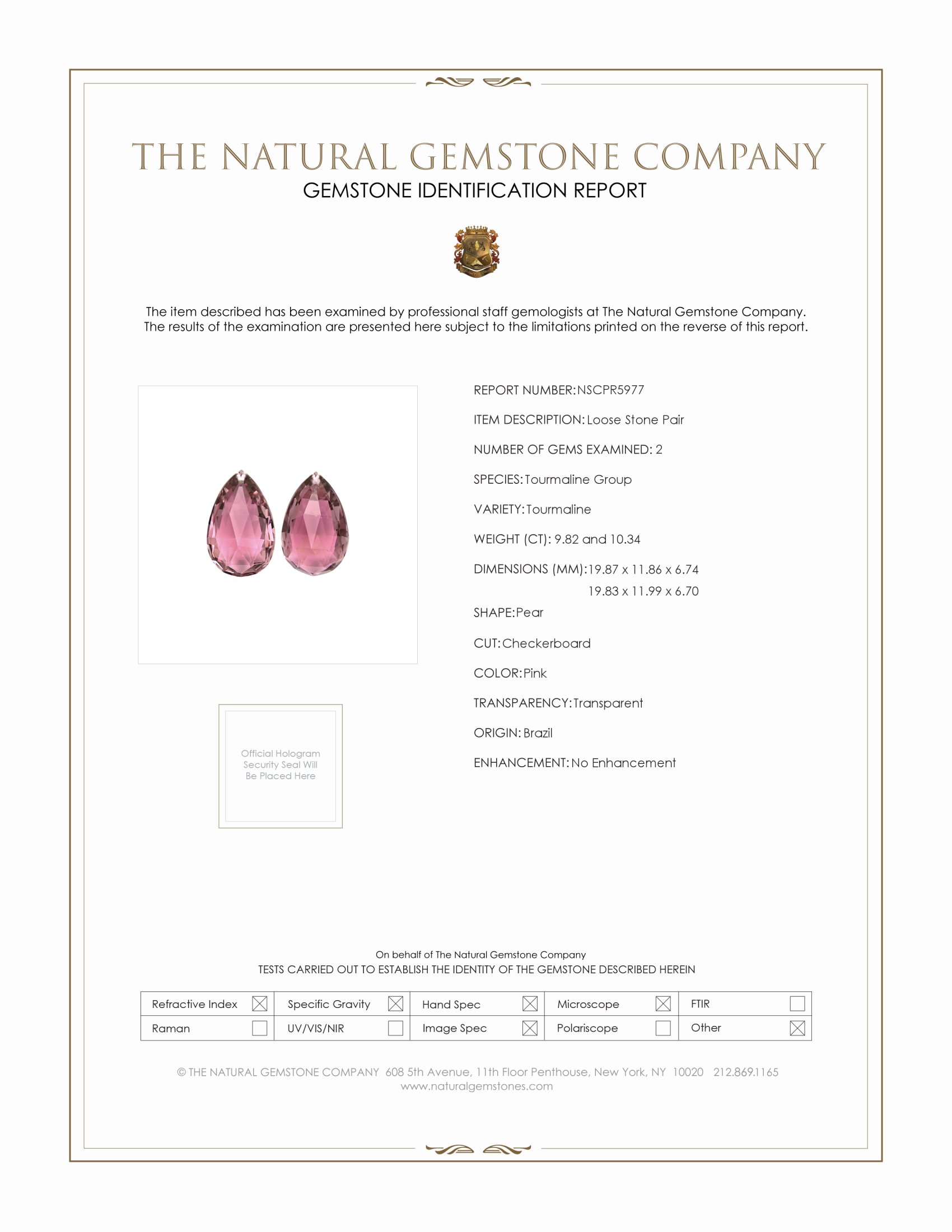 20.16 Ct.Tw. Pink Tourmaline Pair from Brazil