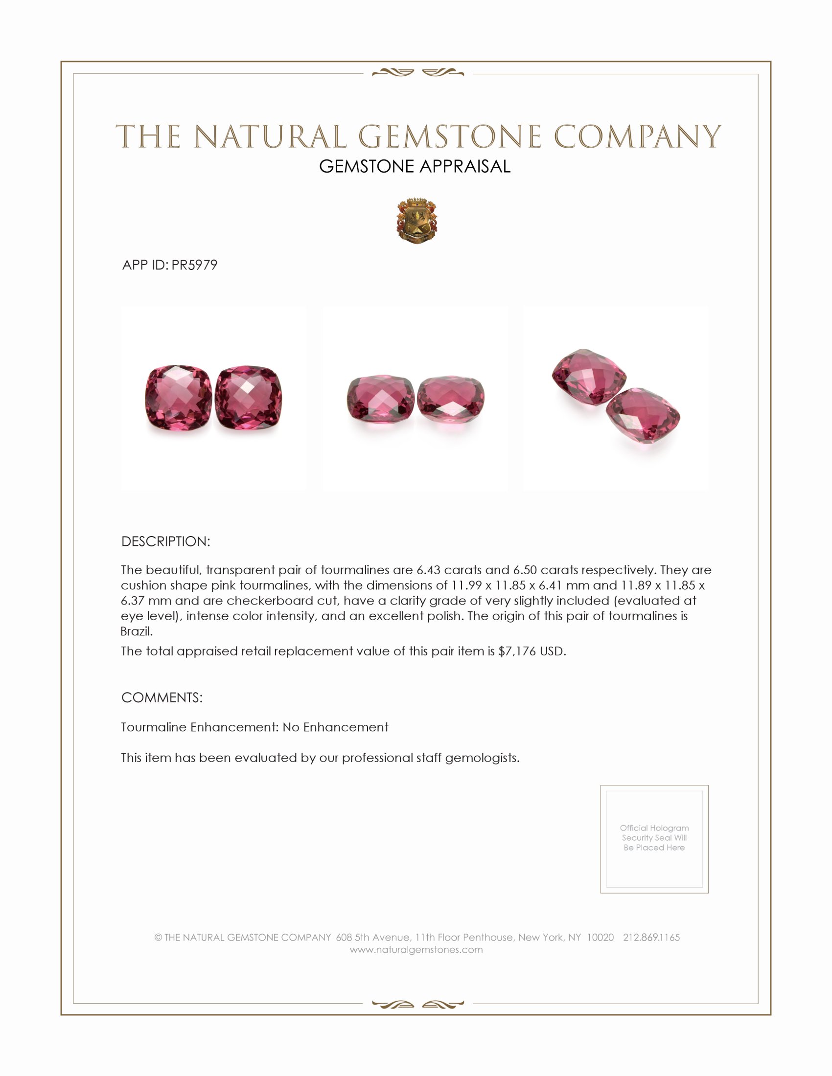 12.93 Ct.Tw. Tourmaline Pair from Brazil