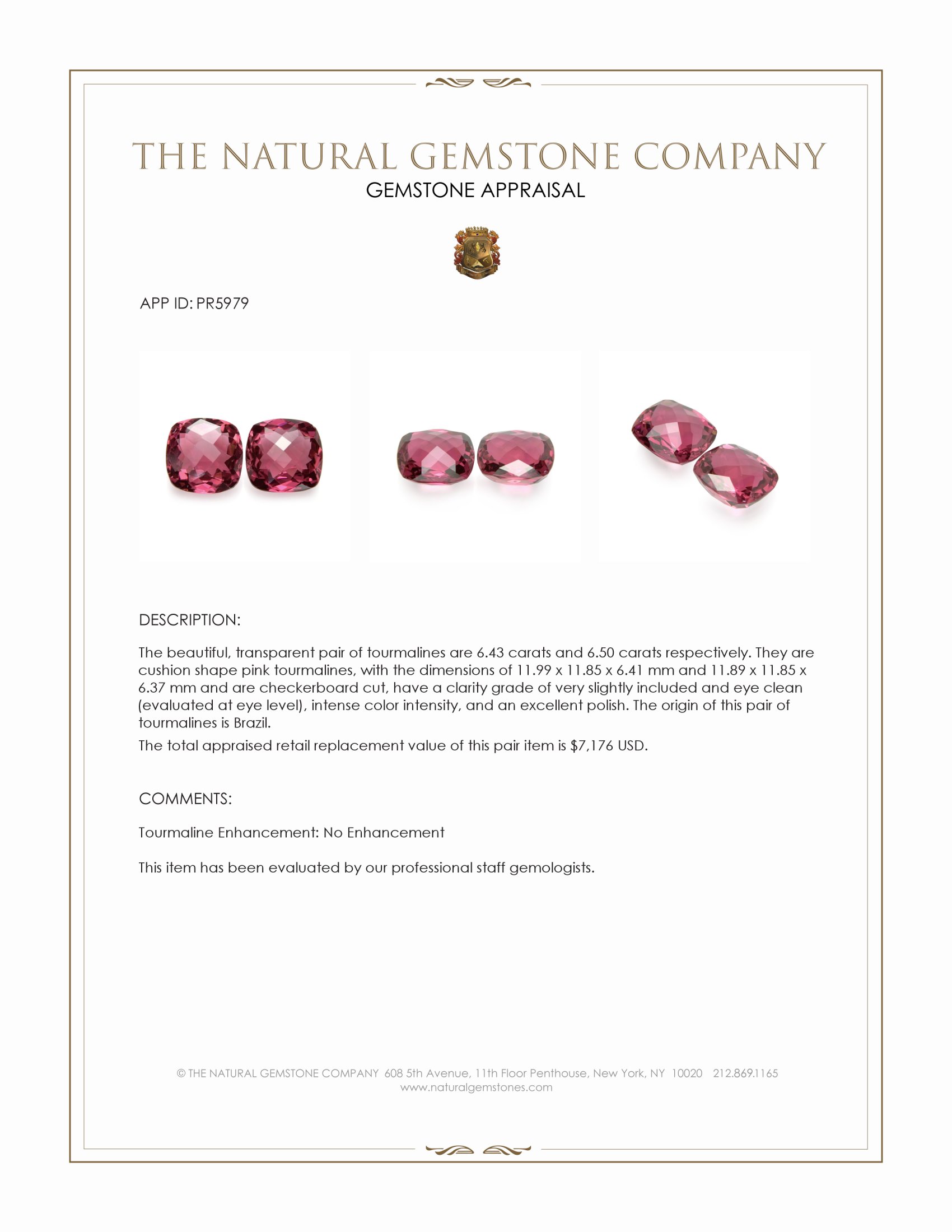 12.93 Ct.Tw. Pink Tourmaline Pair from Brazil