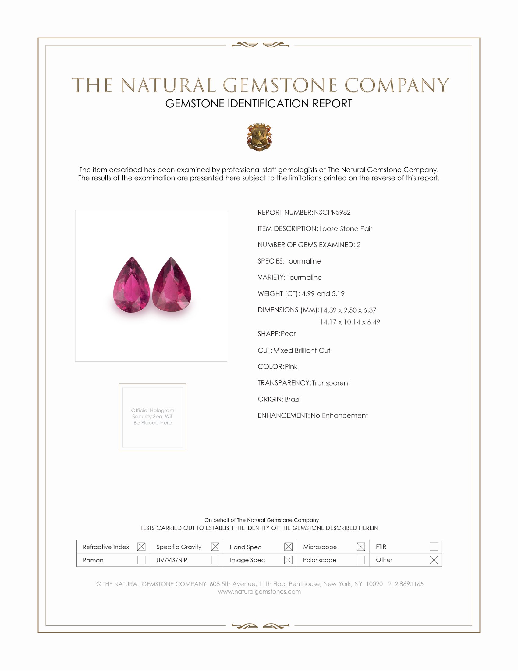 10.18 Ct.Tw. Pink Tourmaline Pair from Brazil