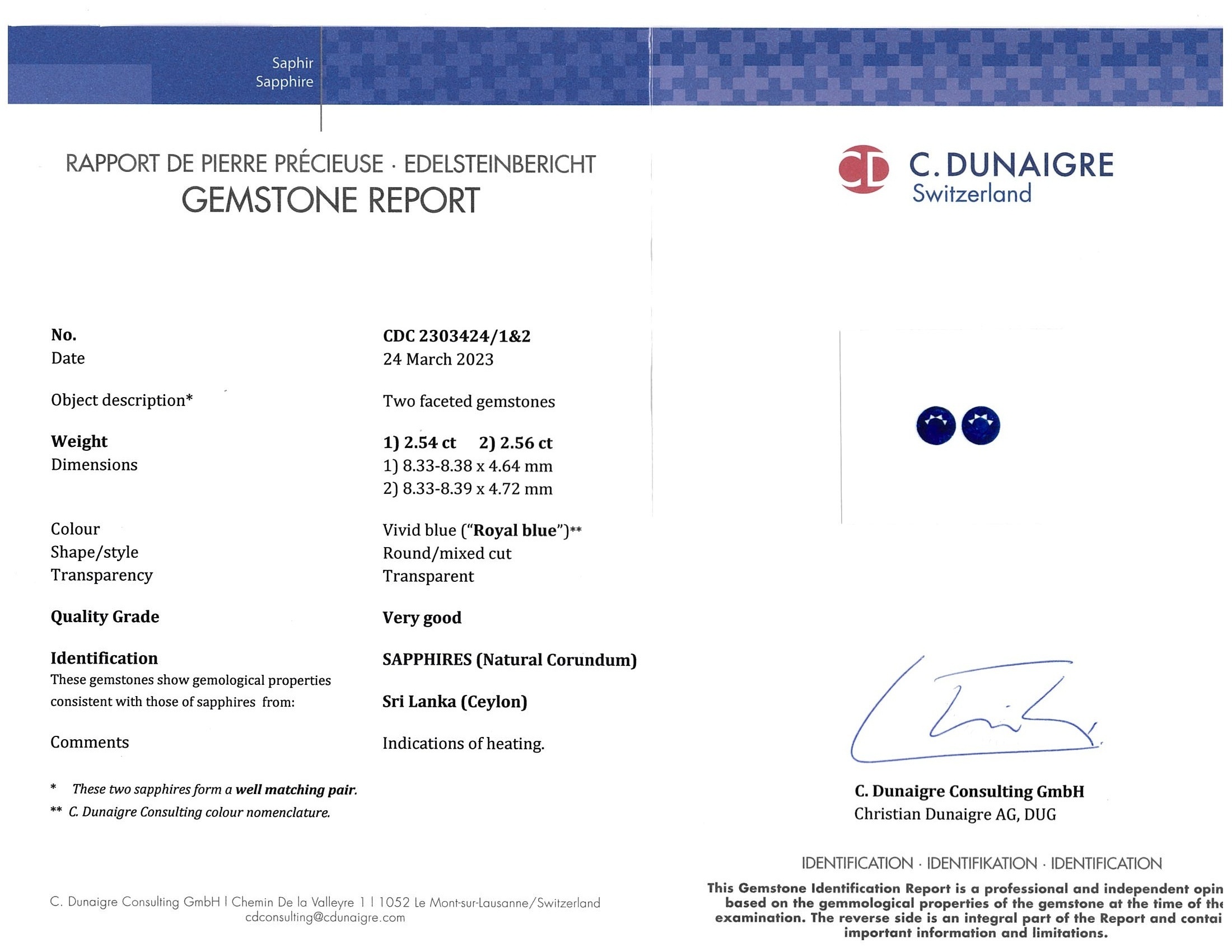 5.10 Ct.Tw. Blue Sapphire Pair from Ceylon (Sri Lanka)