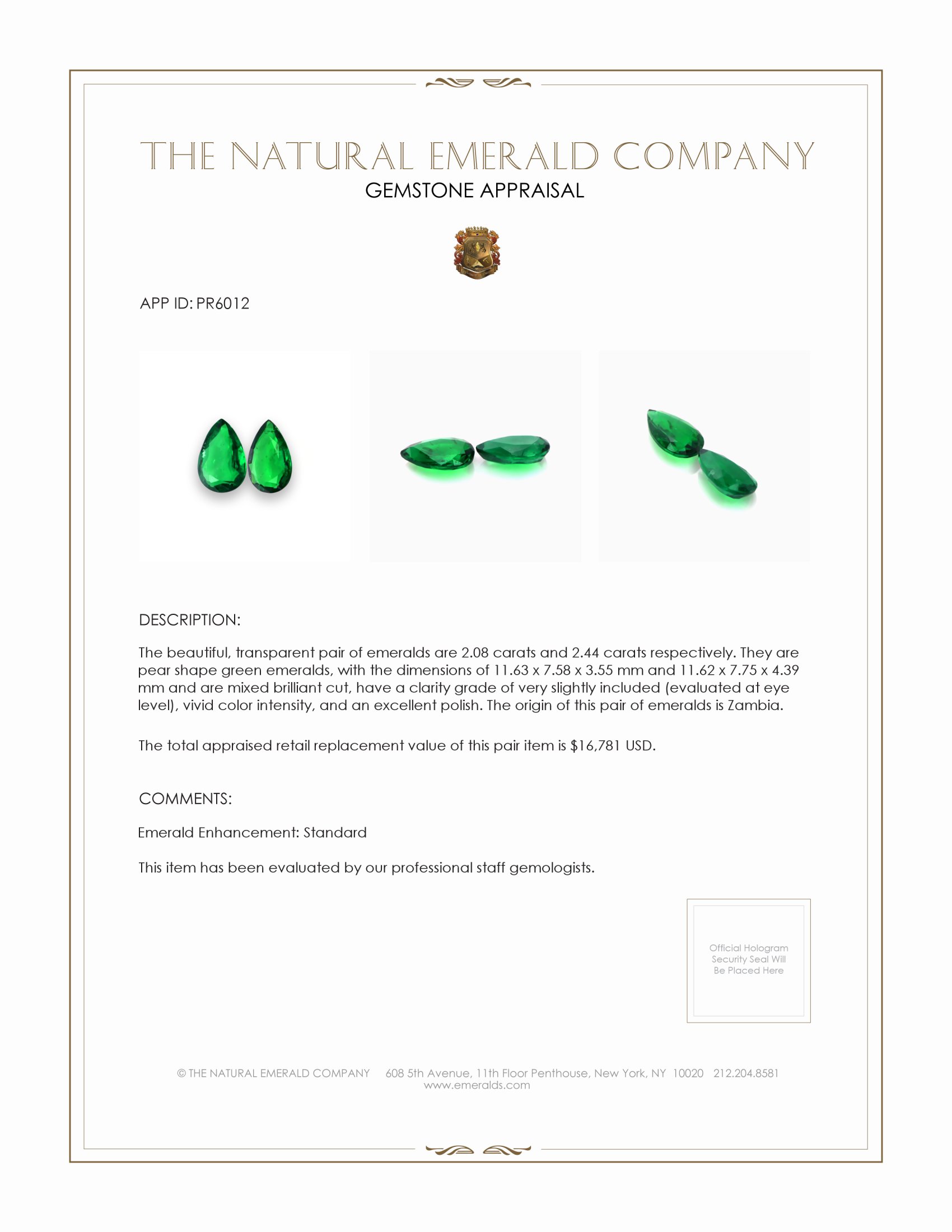 4.52 Ct.Tw. Emerald Pair from Zambia