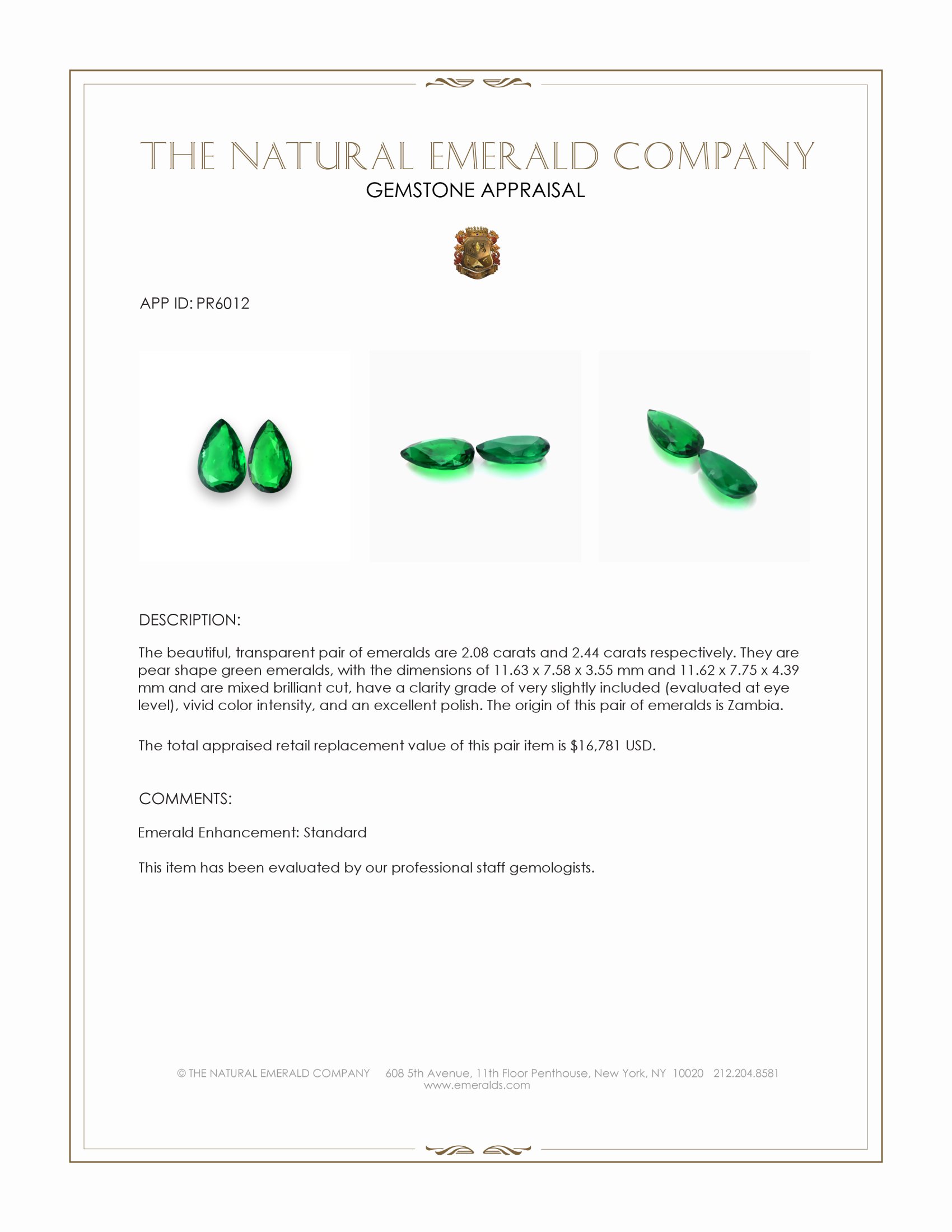 4.52 Ct.Tw. Emerald Pair from Zambia