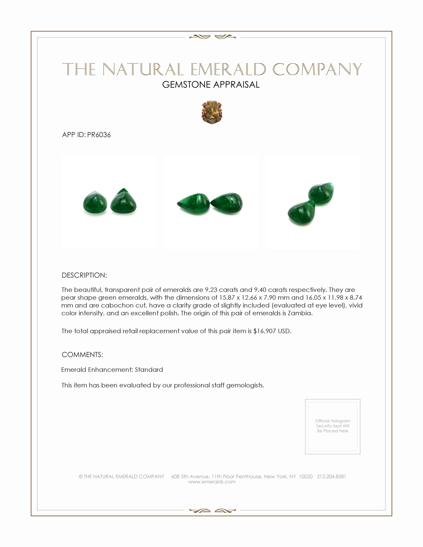 18.63 Ct.Tw. Cabochon Emerald Pair from Zambia