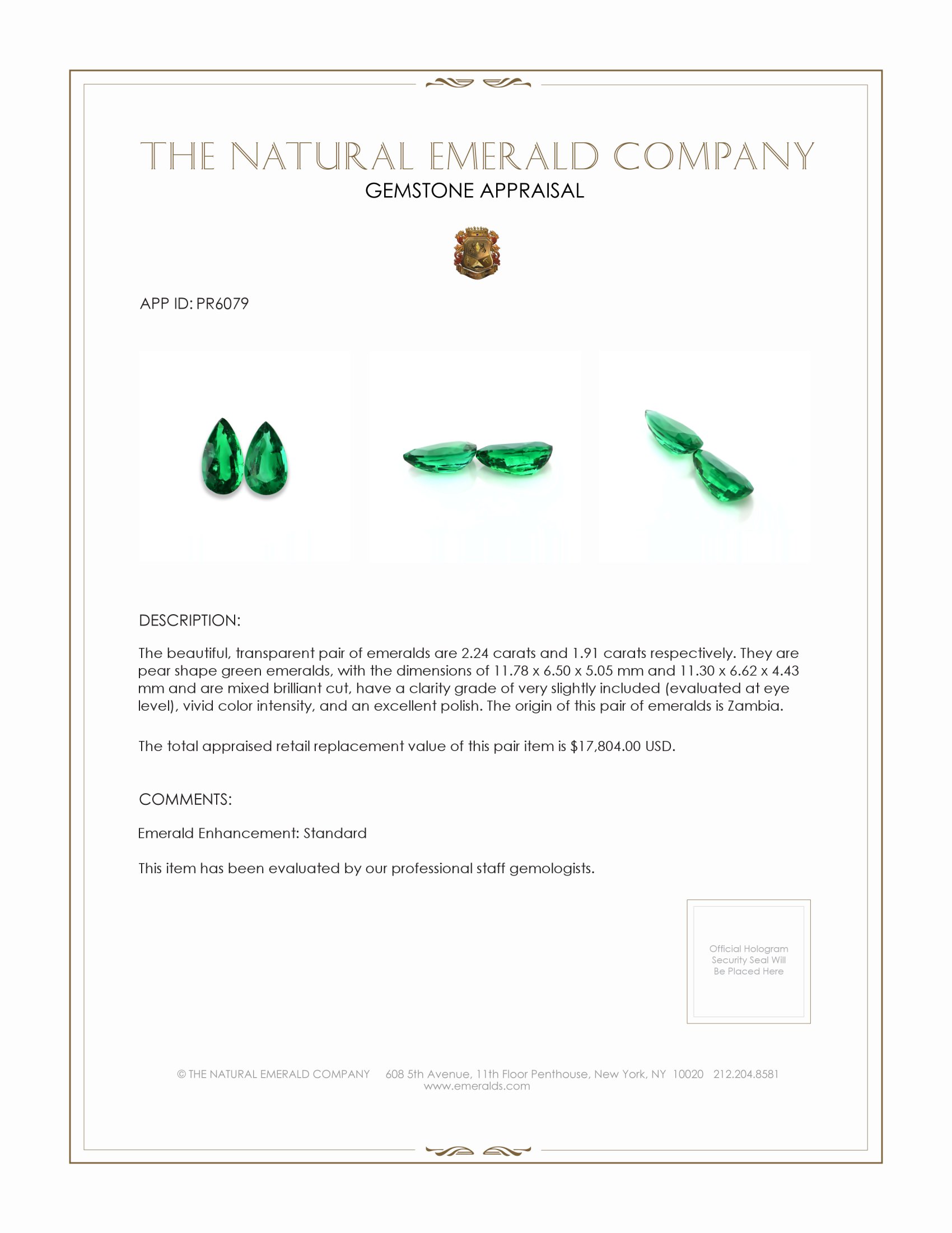 4.15 Ct.Tw. Emerald Pair from Zambia