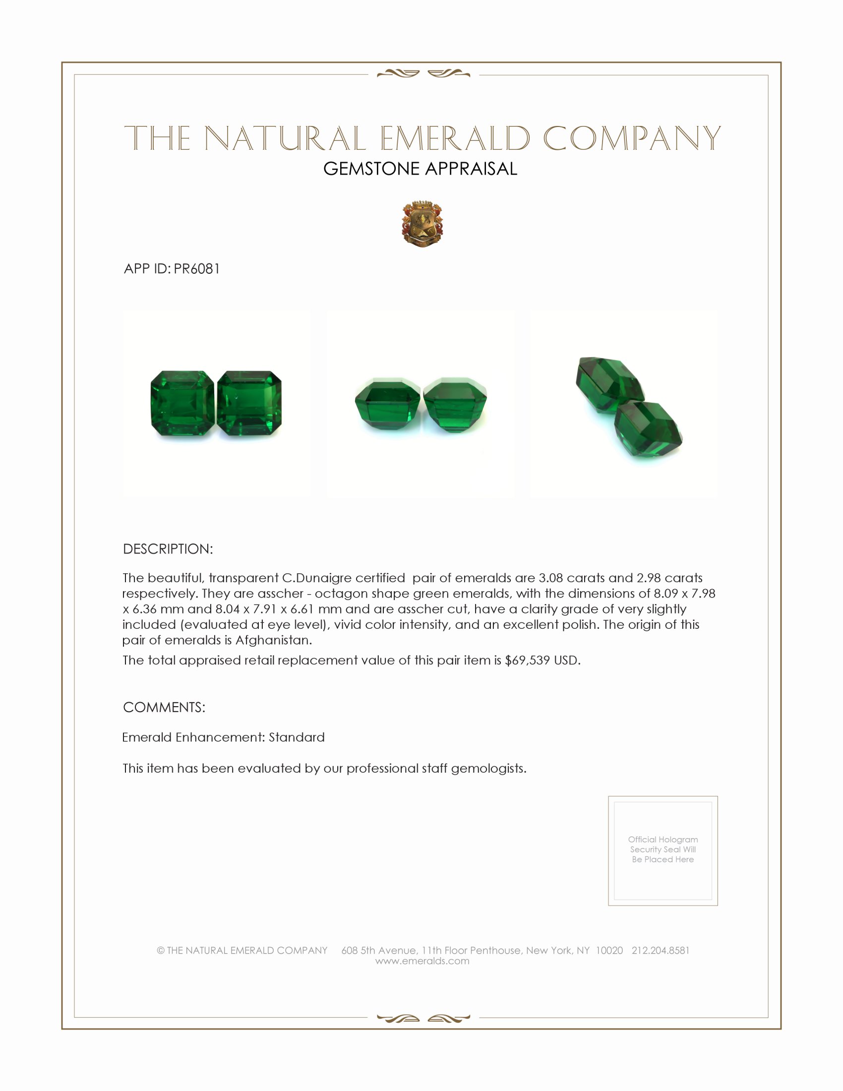 6.06 Ct.Tw. Emerald Pair from Afghanistan