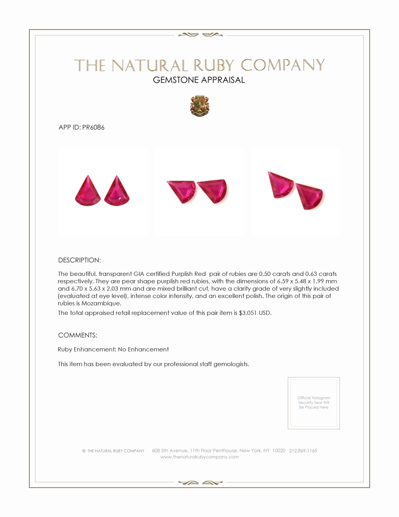 1.13 Ct.Tw. Ruby Pair from Mozambique