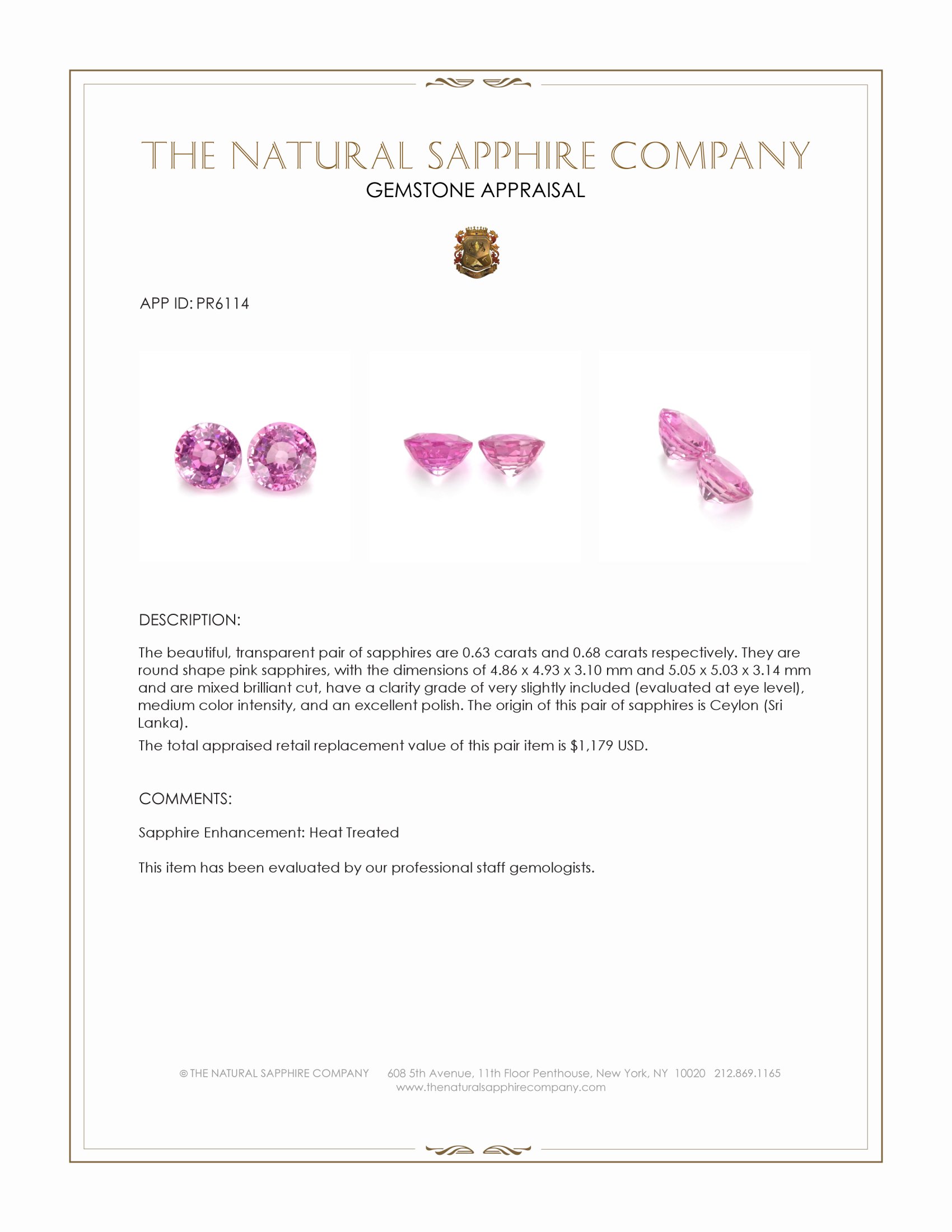 1.31 Ct.Tw. Pink Sapphire Pair from Ceylon (Sri Lanka)