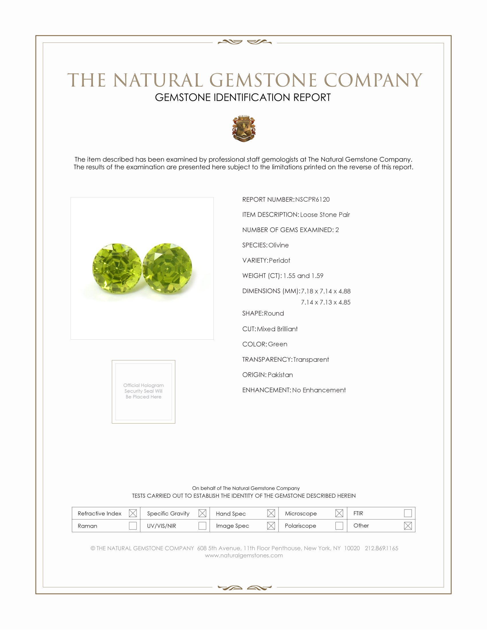 3.14 Ct.Tw. Green (Lime Green) Peridot Pair from Pakistan